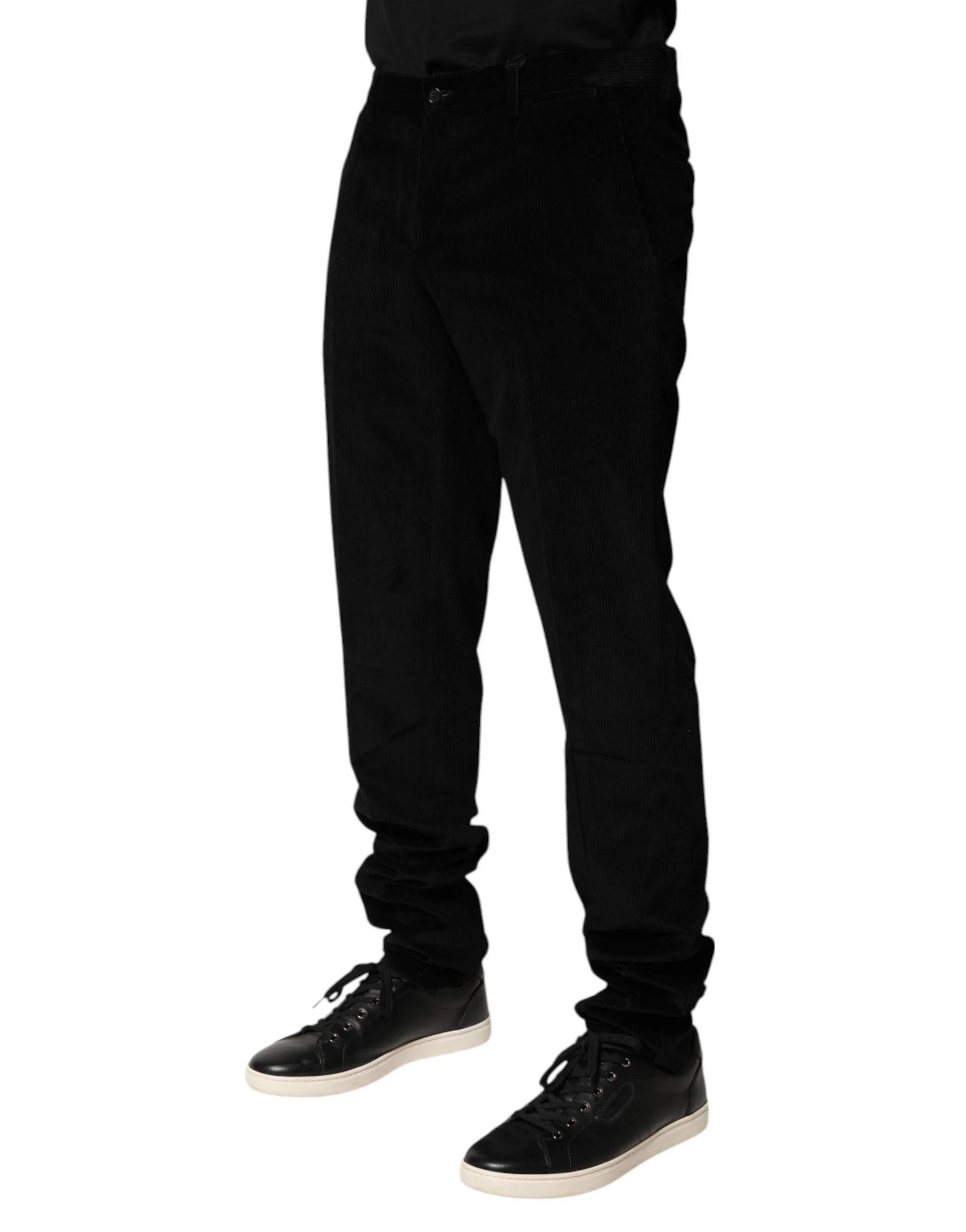 Dolce & Gabbana Black Cotton Men Dress Formal Trouser Pants - IT50 | L
