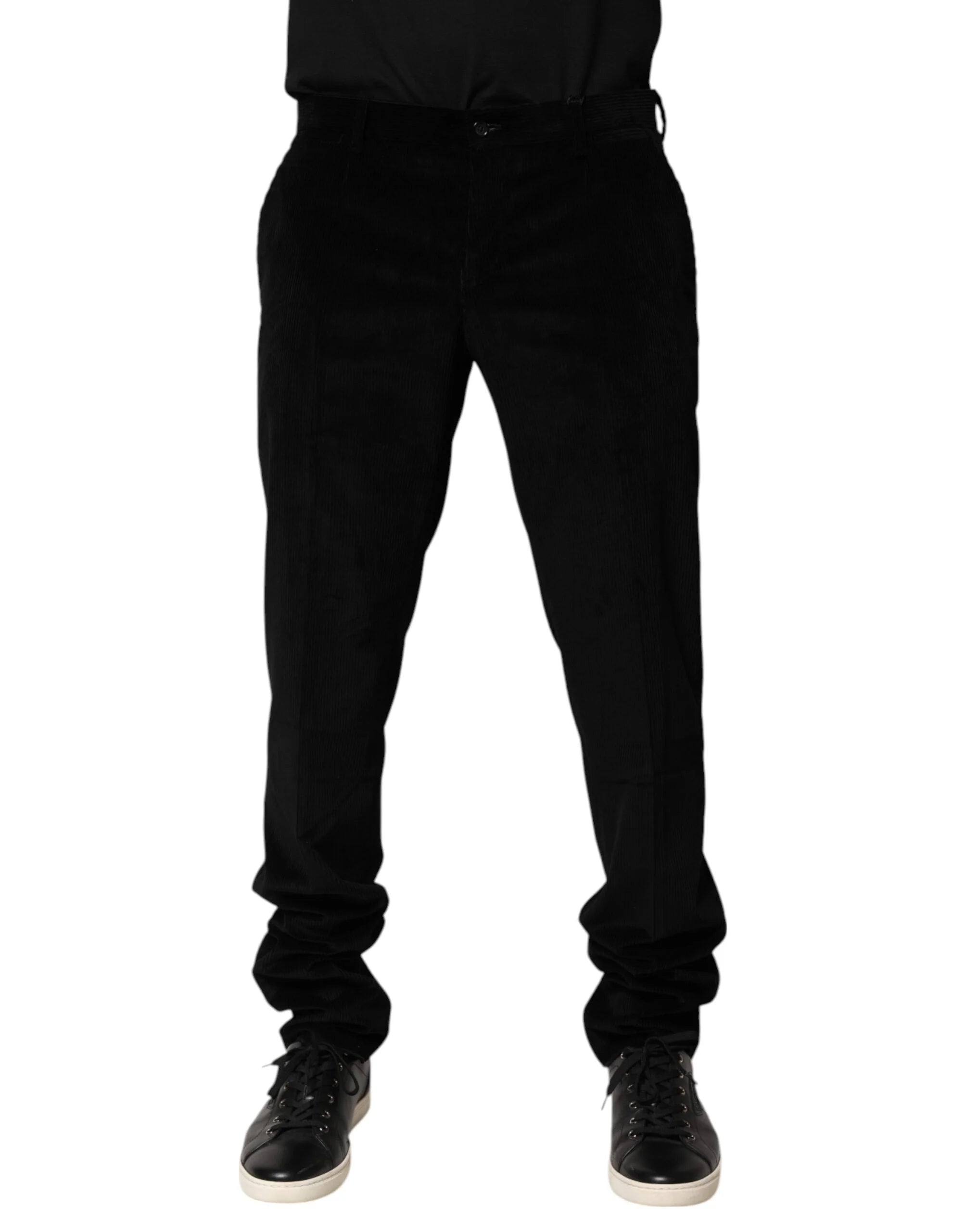Dolce & Gabbana Black Cotton Men Dress Formal Trouser Pants - IT50 | L