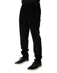 Dolce & Gabbana Black Cotton Men Dress Formal Trouser Pants - IT50 | L - Trousers