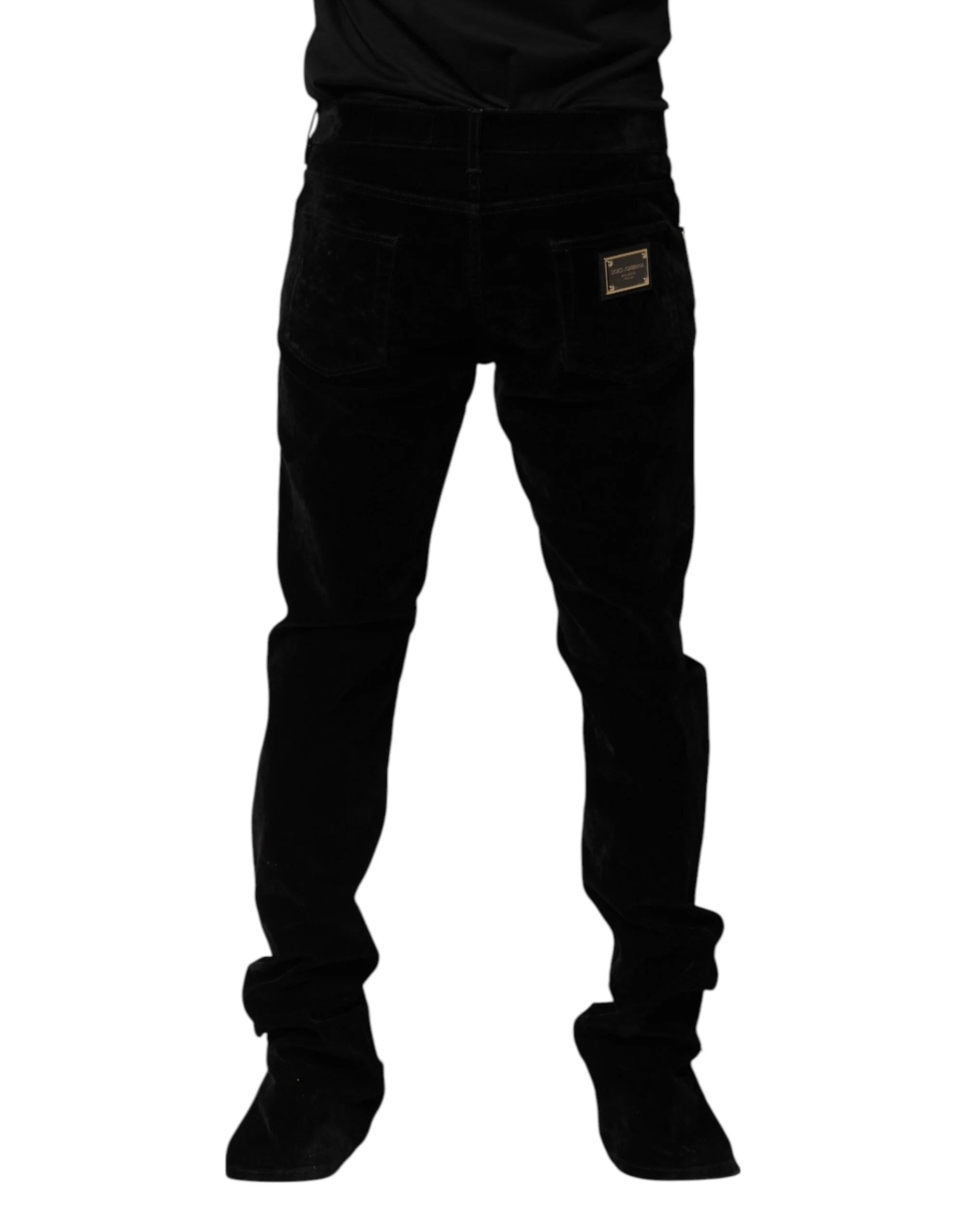 Dolce & Gabbana Black Cotton Men Dress Formal Trouser Pants - IT52 | XL
