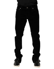 Dolce & Gabbana Black Cotton Men Dress Formal Trouser Pants - IT52 | XL