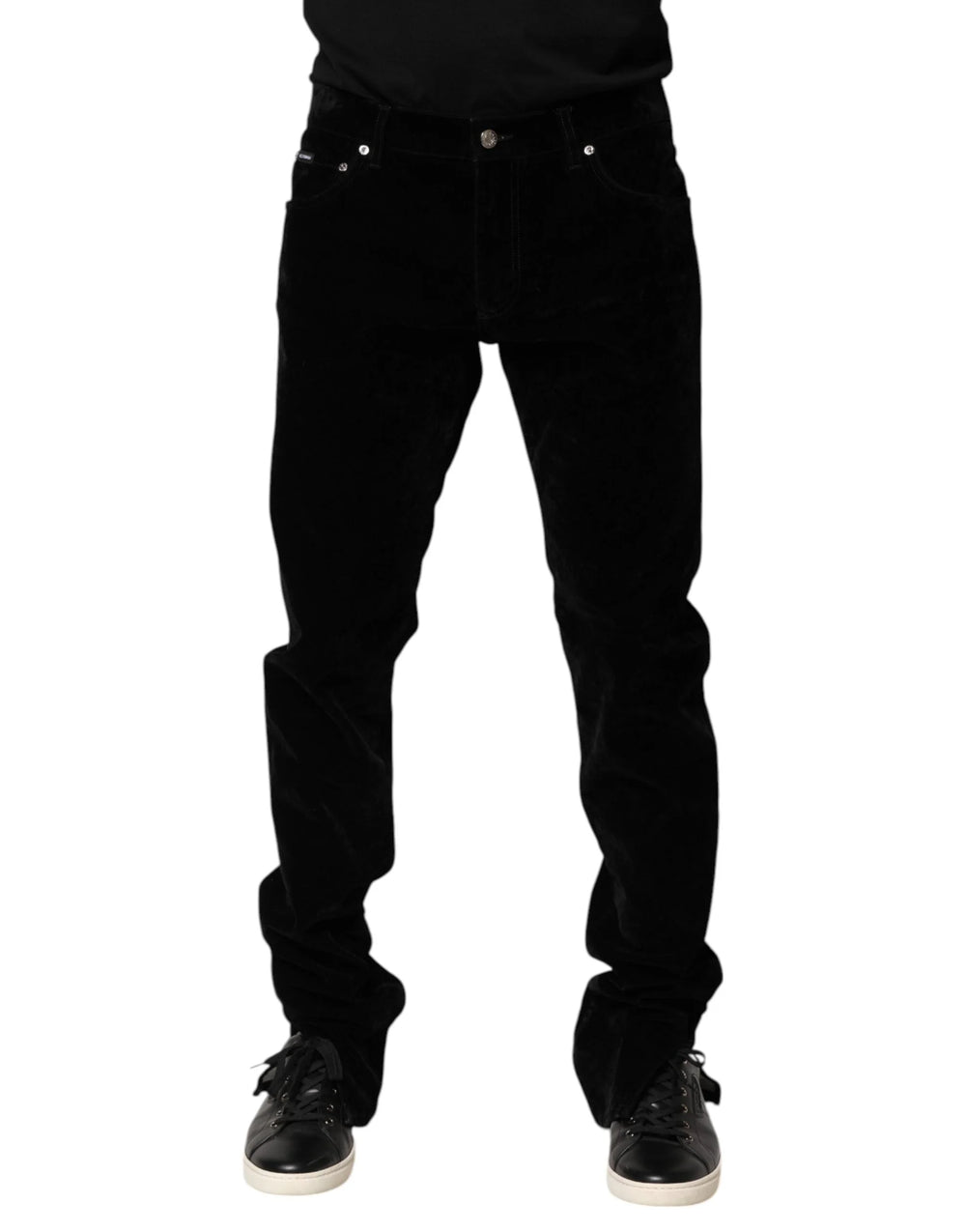 Dolce & Gabbana Black Cotton Men Dress Formal Trouser Pants - IT52 | XL