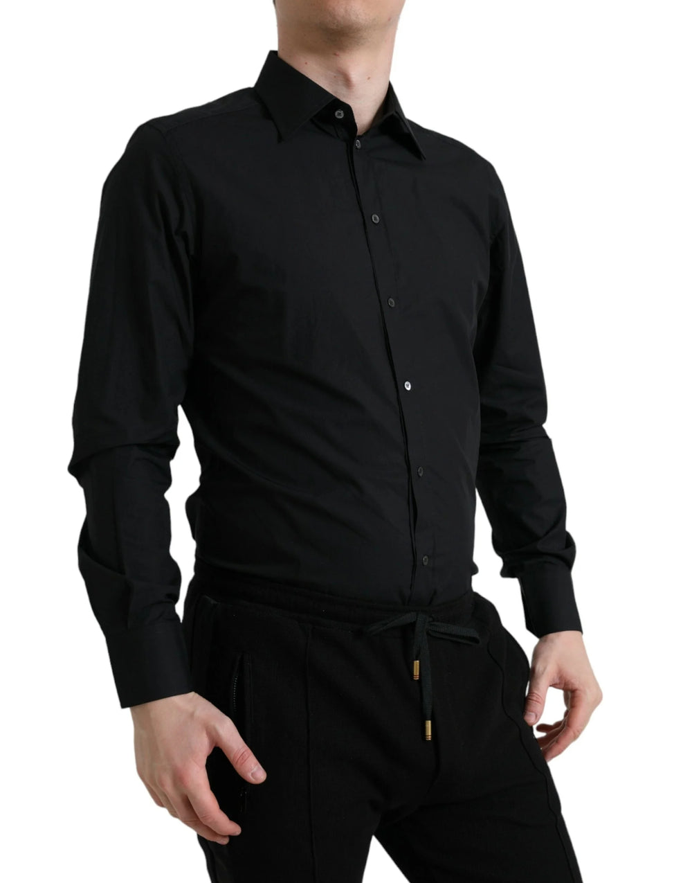 Dolce & Gabbana Black Cotton Men Formal GOLD Dress Shirt - IT37 | XS - Shirts