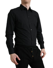 Dolce & Gabbana Black Cotton Men Formal GOLD Dress Shirt - IT37 | XS - Shirts