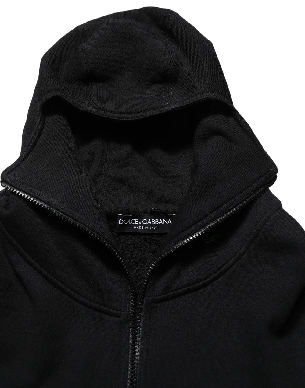 Dolce & Gabbana Black Cotton Men Hooded FullZip Bomber Jacket - IT48 | M