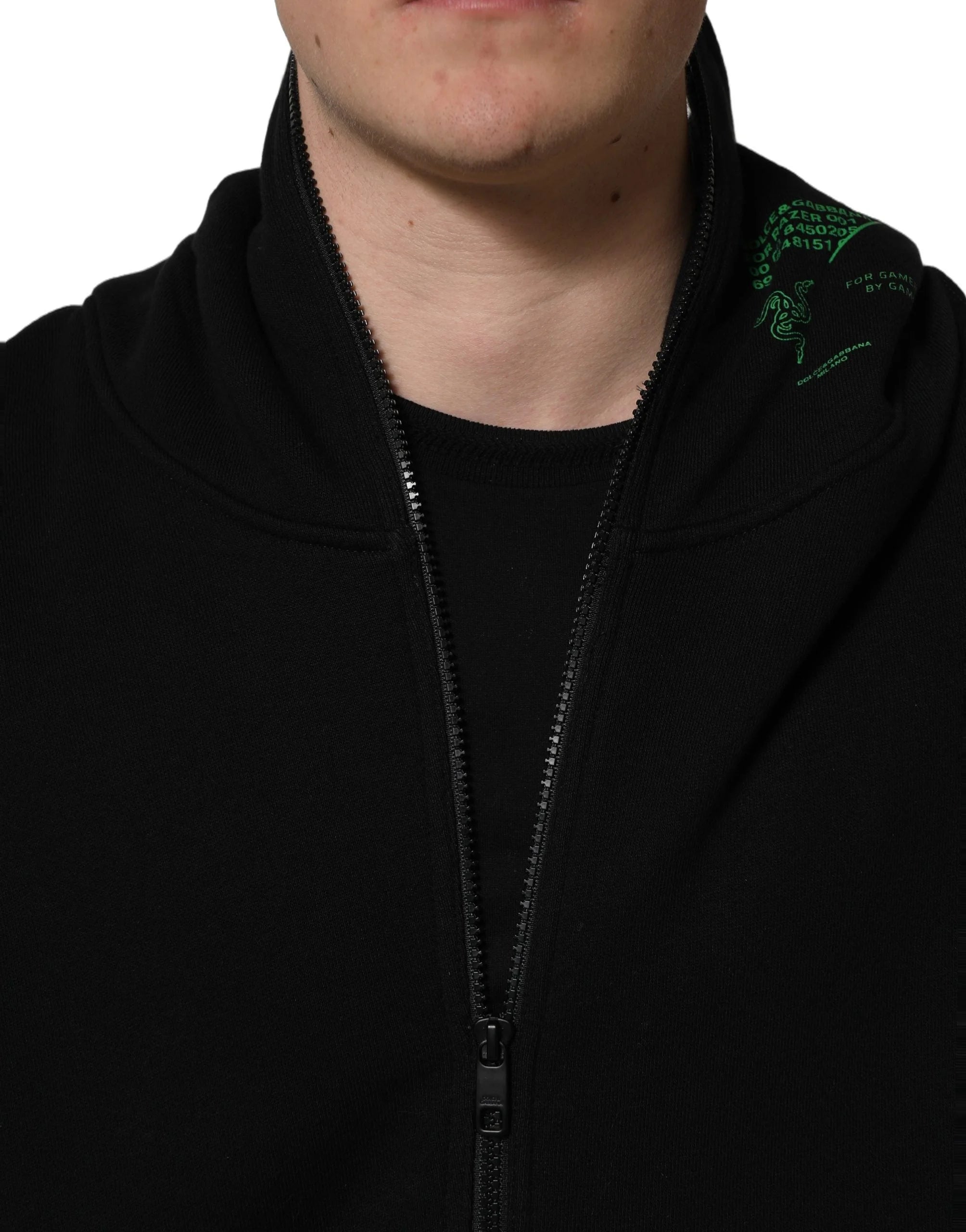Dolce & Gabbana Black Cotton Men Hooded FullZip Bomber Jacket - IT48 | M
