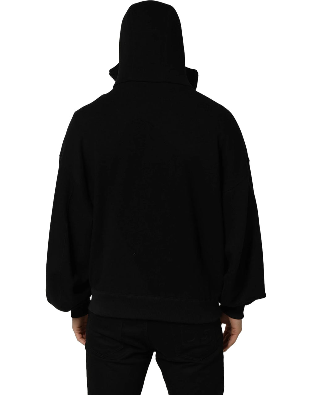 Dolce & Gabbana Black Cotton Men Hooded FullZip Bomber Jacket - IT48 | M
