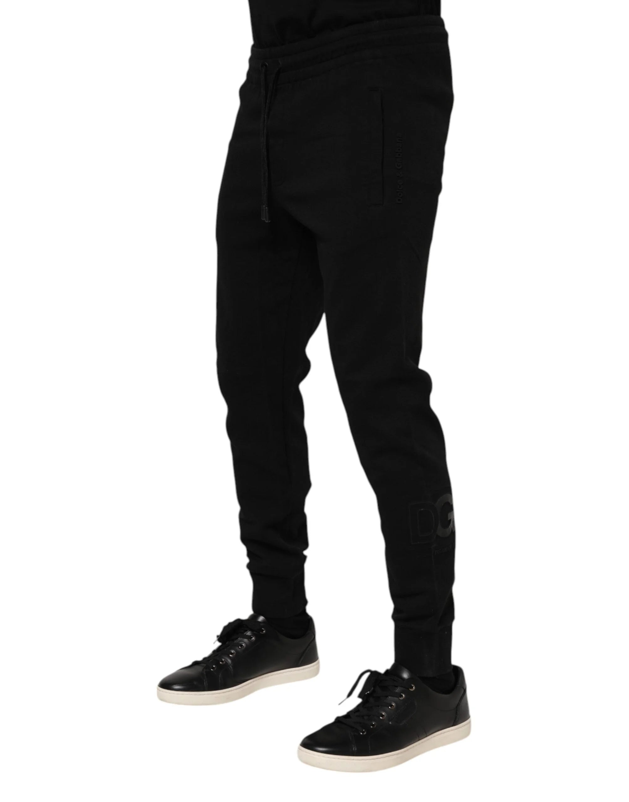 Dolce & Gabbana Black Cotton Men Jogger Sweatpants Pants - IT46 | S - Joggers