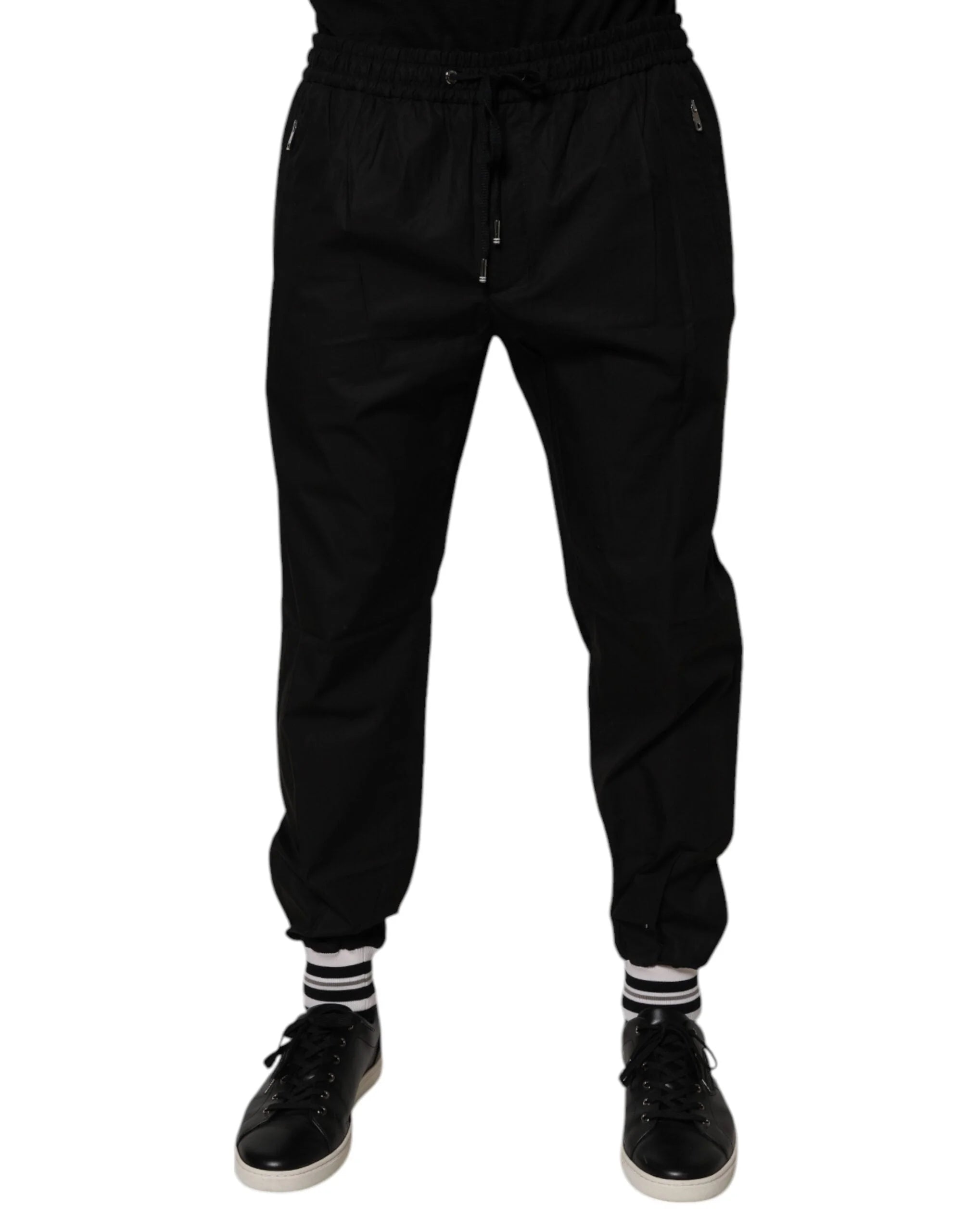 Dolce & Gabbana Black Cotton Men Jogger Sweatpants Pants - IT52 | XL - Joggers
