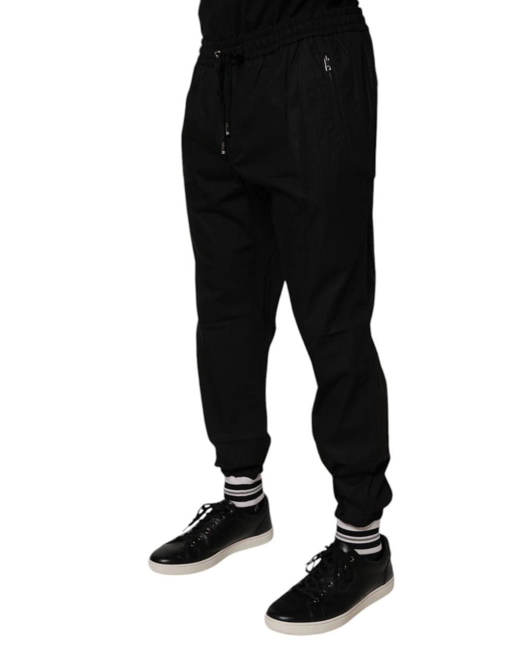 Dolce & Gabbana Black Cotton Men Jogger Sweatpants Pants - IT52 | XL - Joggers