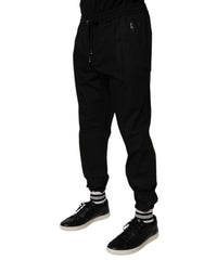 Dolce & Gabbana Black Cotton Men Jogger Sweatpants Pants - IT52 | XL - Joggers