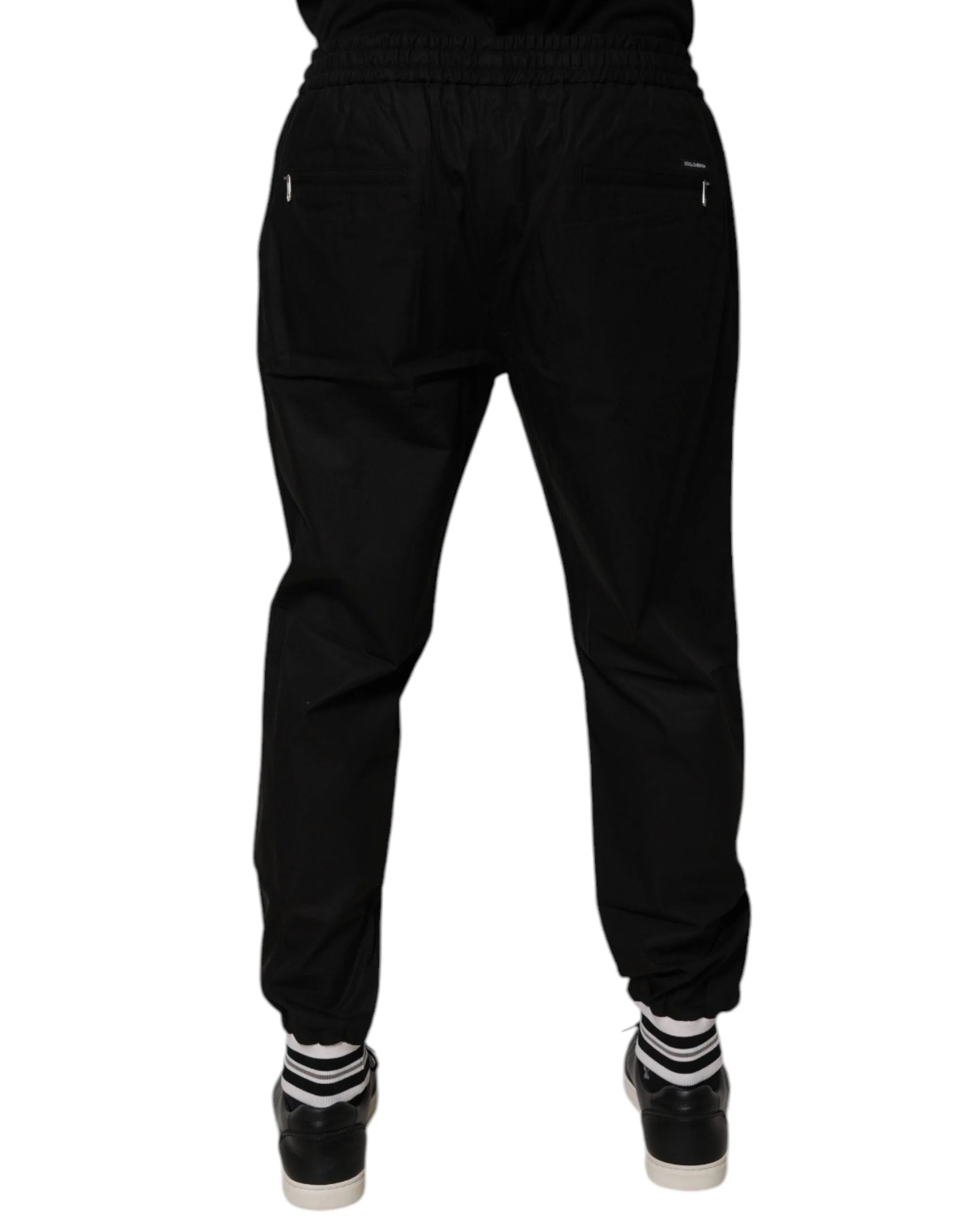 Dolce & Gabbana Black Cotton Men Jogger Sweatpants Pants - IT52 | XL - Joggers