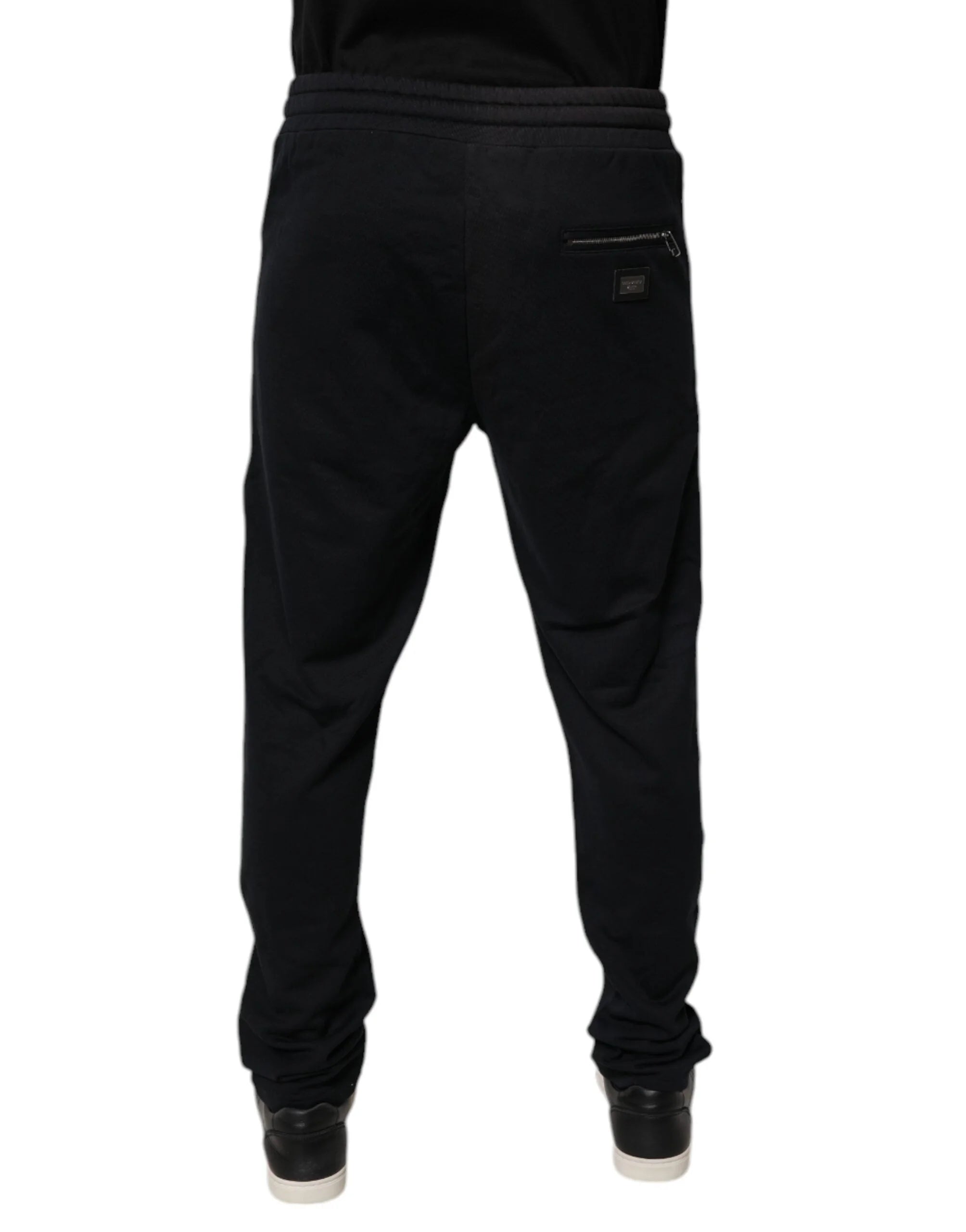 Dolce & Gabbana Black Cotton Men Jogger Sweatpants Pants - IT54 | XL