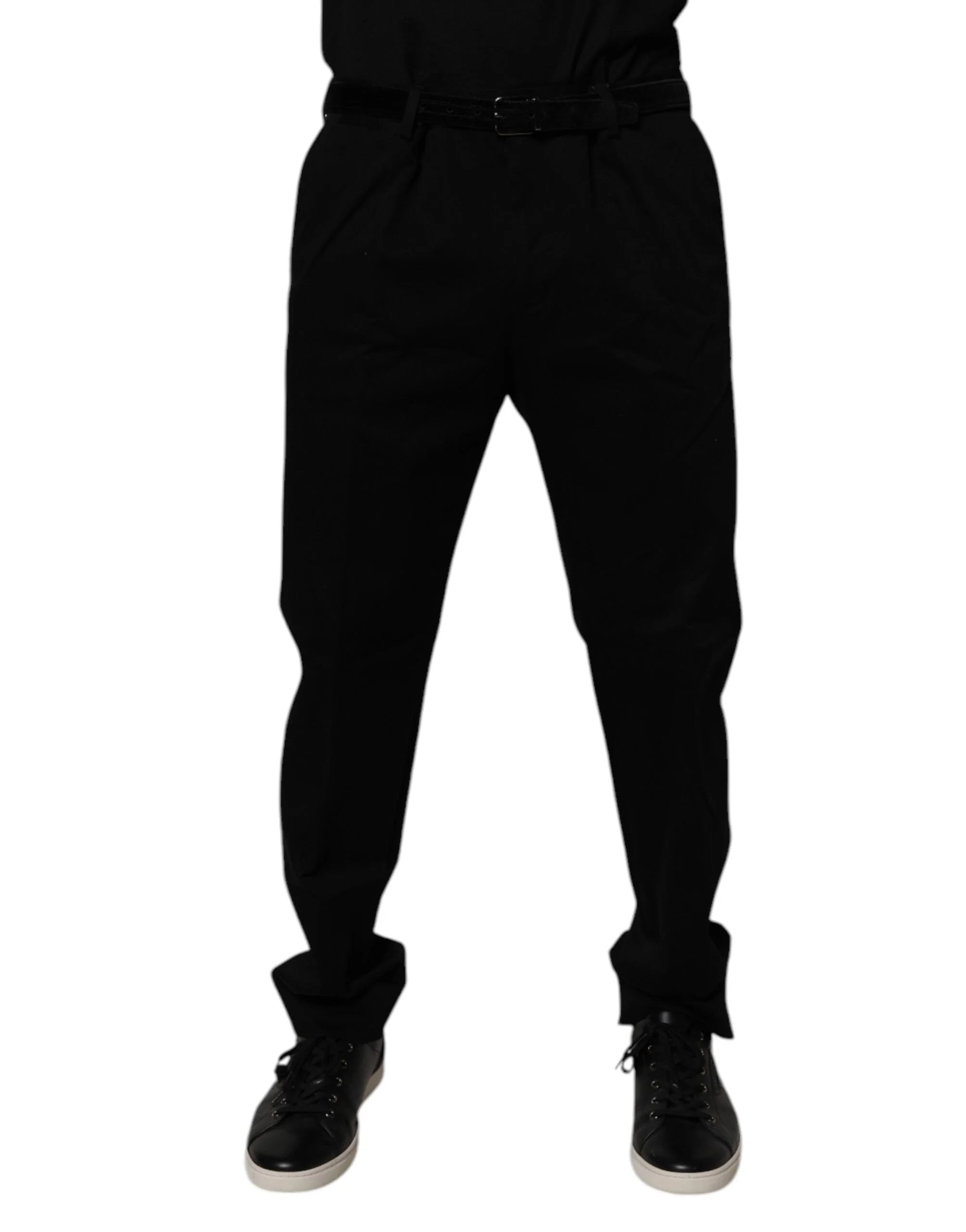 Dolce & Gabbana Black Cotton Men Skinny Dress Formal Pants - IT54 | XL - Trousers
