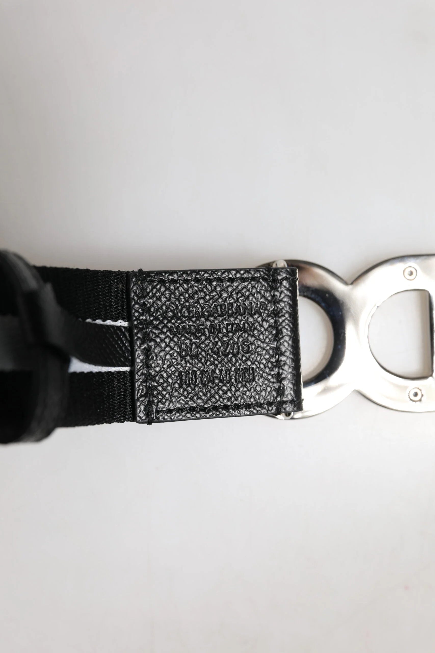 Dolce & Gabbana Black Cotton Metal DG Logo Gold Buckle Belt - Belts