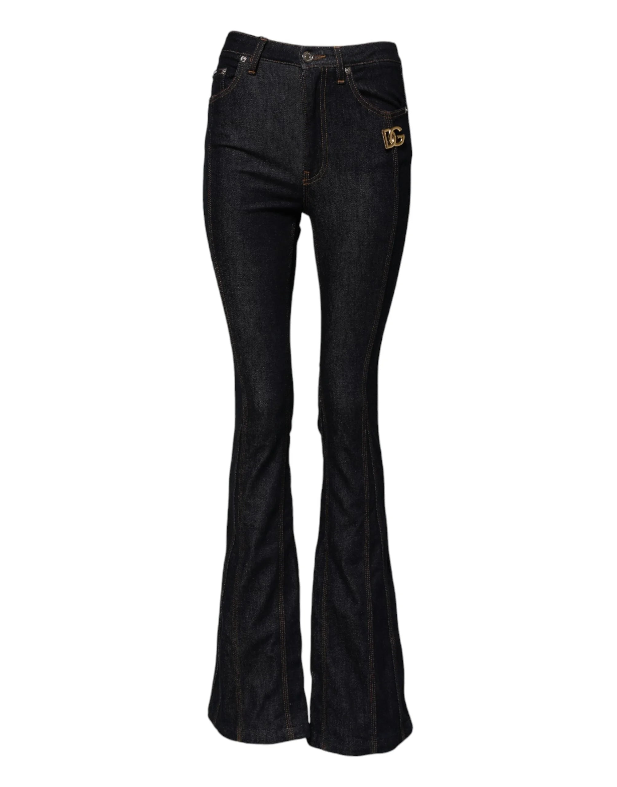 Dolce & Gabbana Black Cotton Mid Waist Bootcut Denim Jeans - IT38 | XS - Jeans