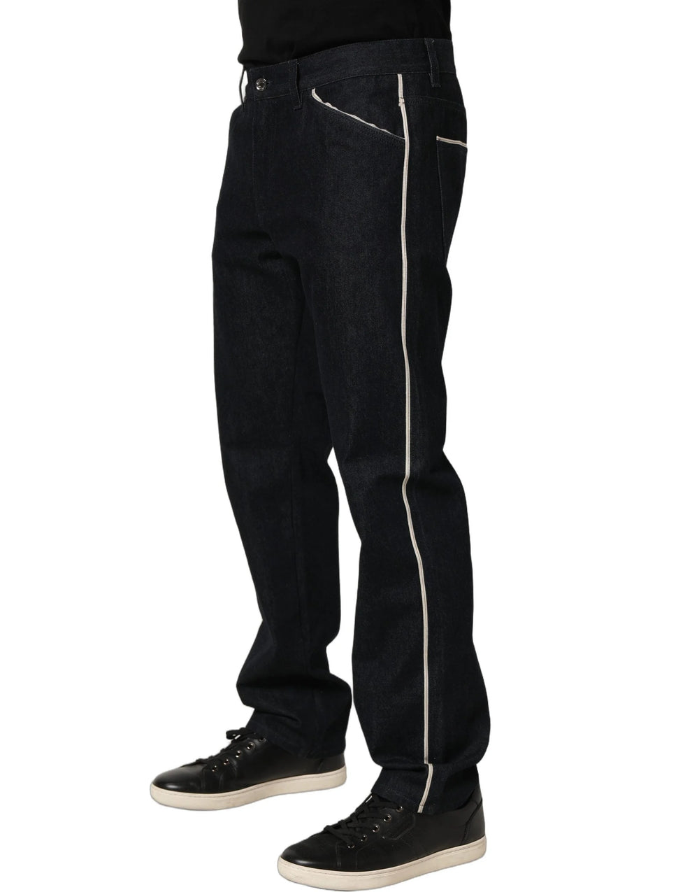 Dolce & Gabbana Black Cotton Mid Waist Classic Men Denim Jeans - IT48 | M