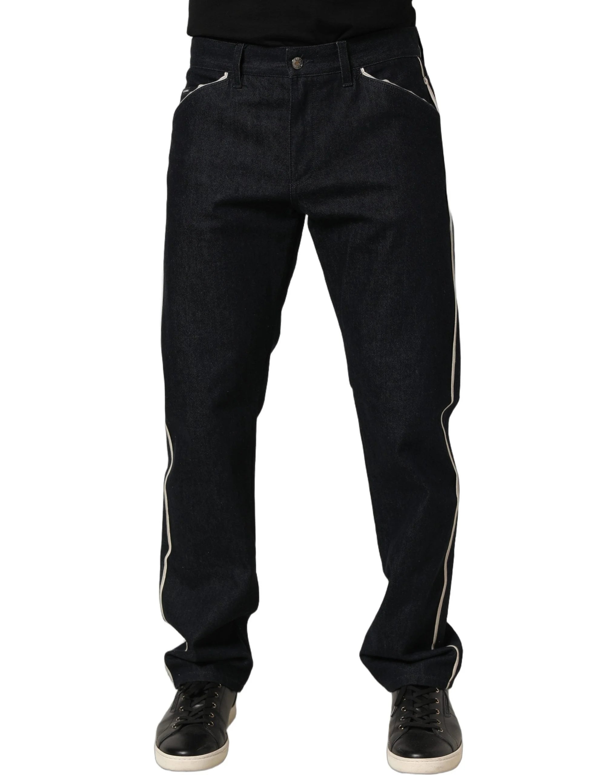 Dolce & Gabbana Black Cotton Mid Waist Classic Men Denim Jeans - IT48 | M