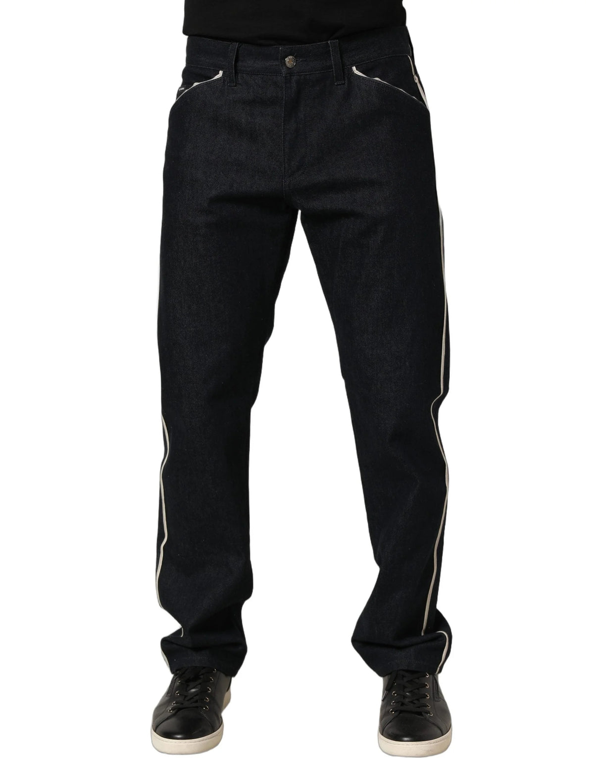 Dolce & Gabbana Black Cotton Mid Waist Classic Men Denim Jeans - IT48 | M