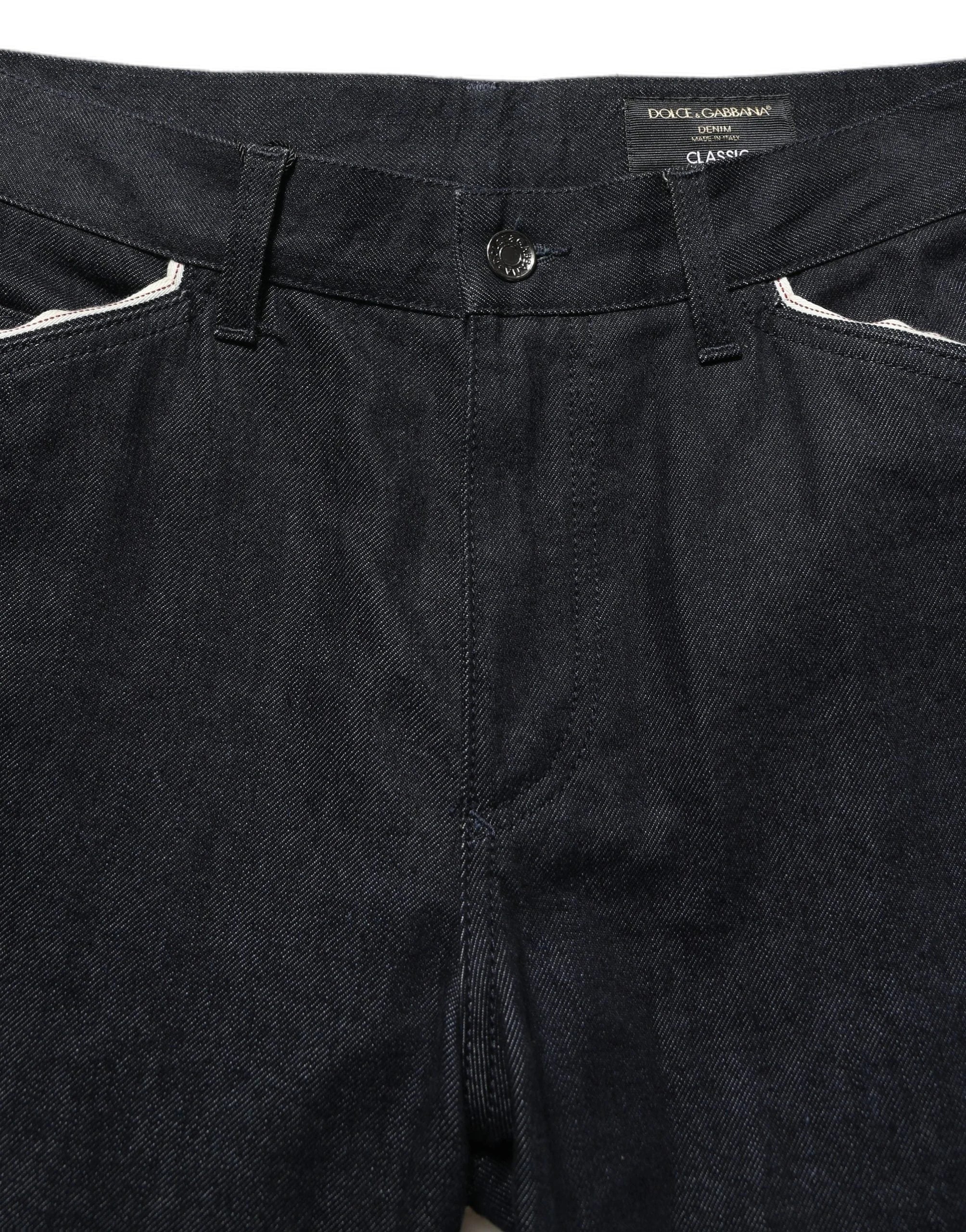 Dolce & Gabbana Black Cotton Mid Waist Classic Men Denim Jeans - IT48 | M