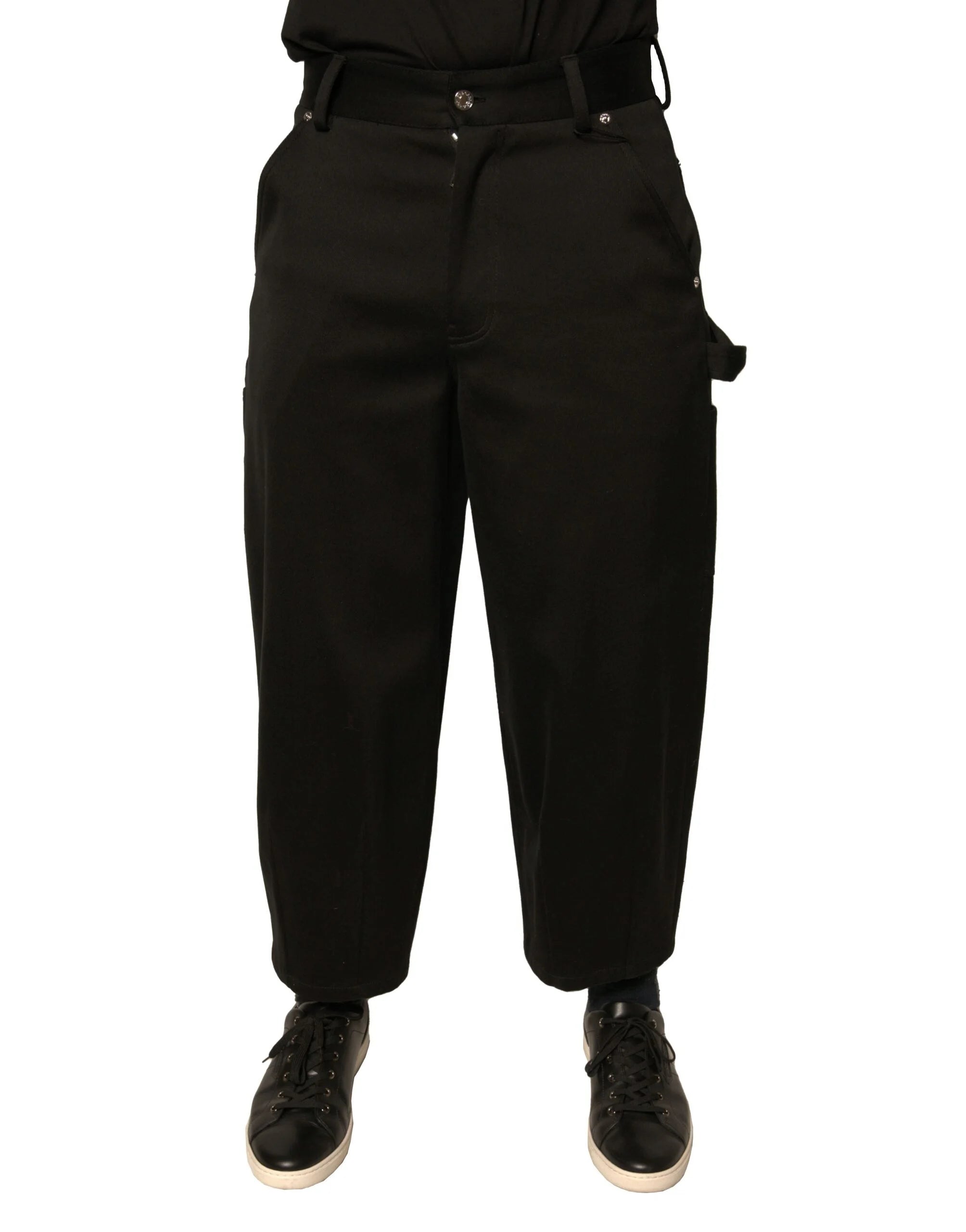 Dolce & Gabbana Black Cotton Mid Waist Cropped Pants - IT44 | XS - Trousers