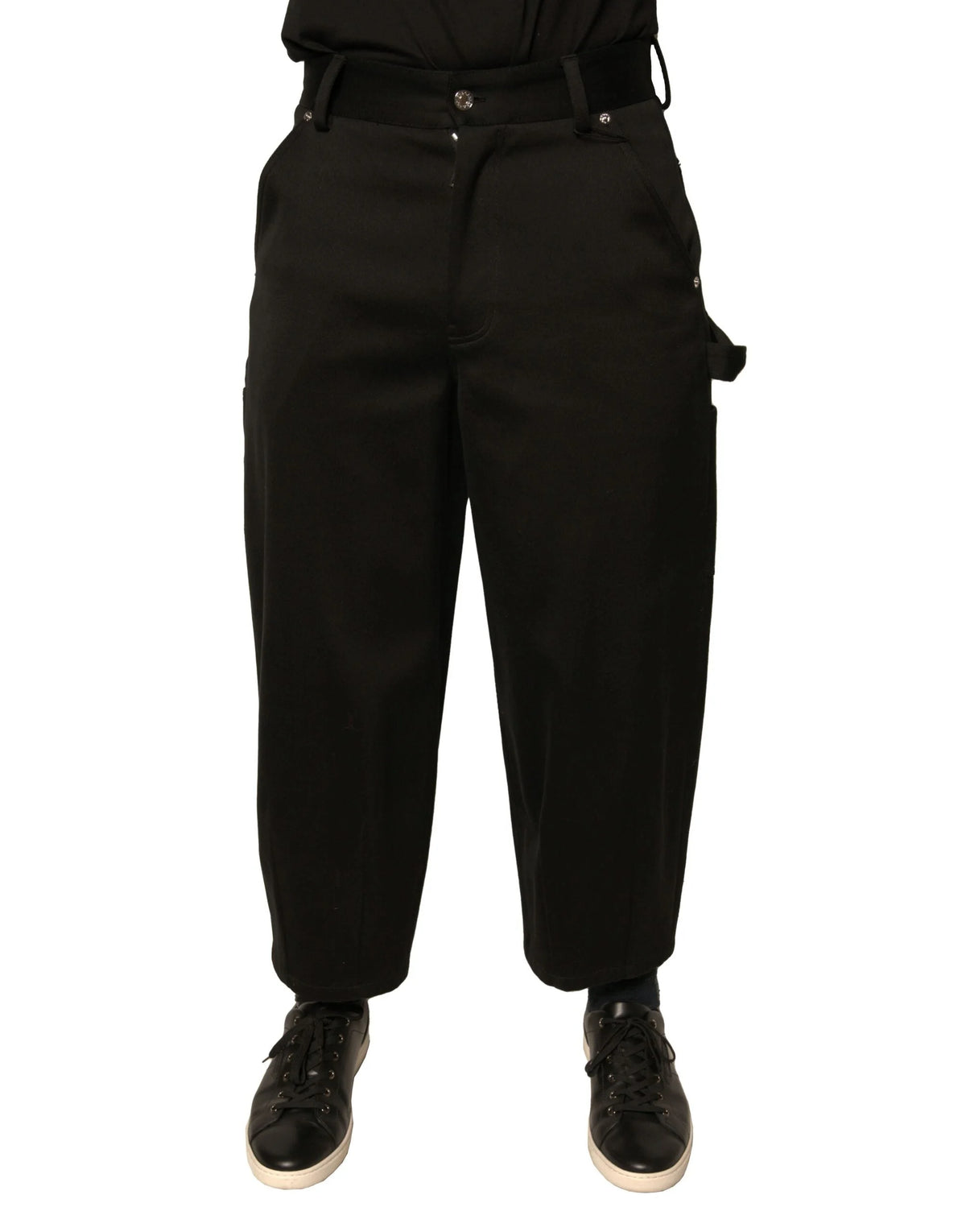 Dolce & Gabbana Black Cotton Mid Waist Cropped Pants - IT44 | XS - Trousers