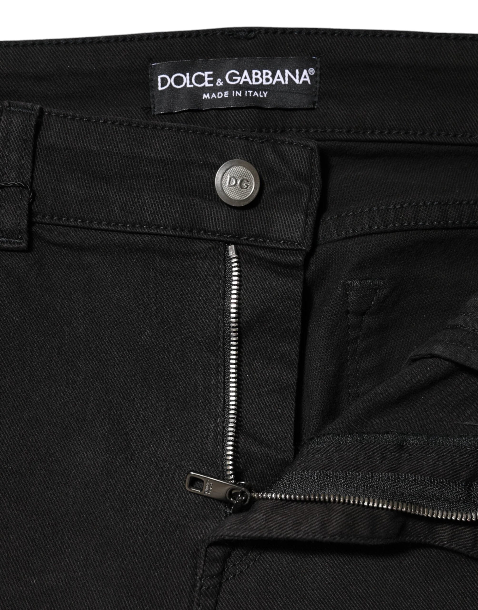 Dolce & Gabbana Black Cotton Mid Waist Denim Jeans - IT42|M - Jeans