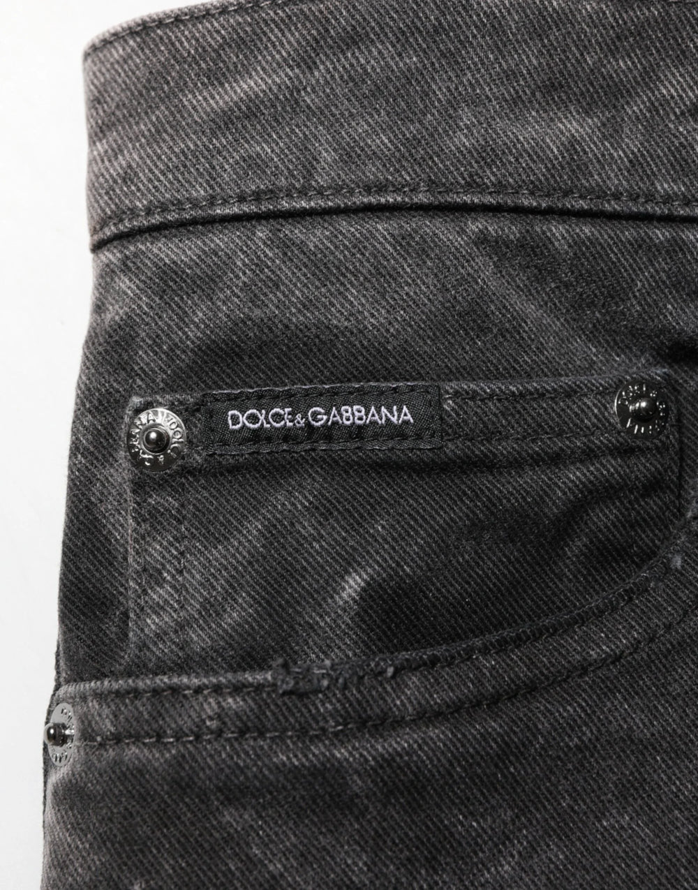 Dolce & Gabbana Black Cotton Mid Waist Denim Men Bermuda Short - IT48 | M - Bermudas