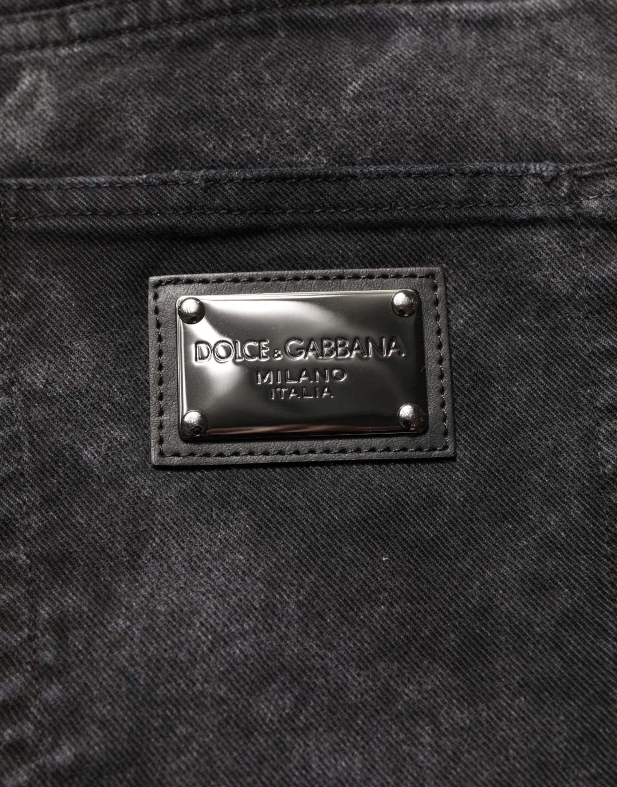 Dolce & Gabbana Black Cotton Mid Waist Denim Men Bermuda Short - IT48 | M - Bermudas