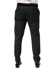 Dolce & Gabbana Black Cotton Mid Waist Dress Trouser Pants - IT52 | XL - Trousers