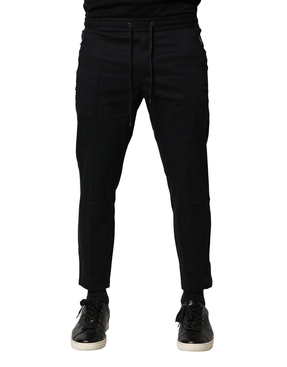 Dolce & Gabbana Black Cotton Mid Waist Jogger Pants - IT46 | S - Joggers