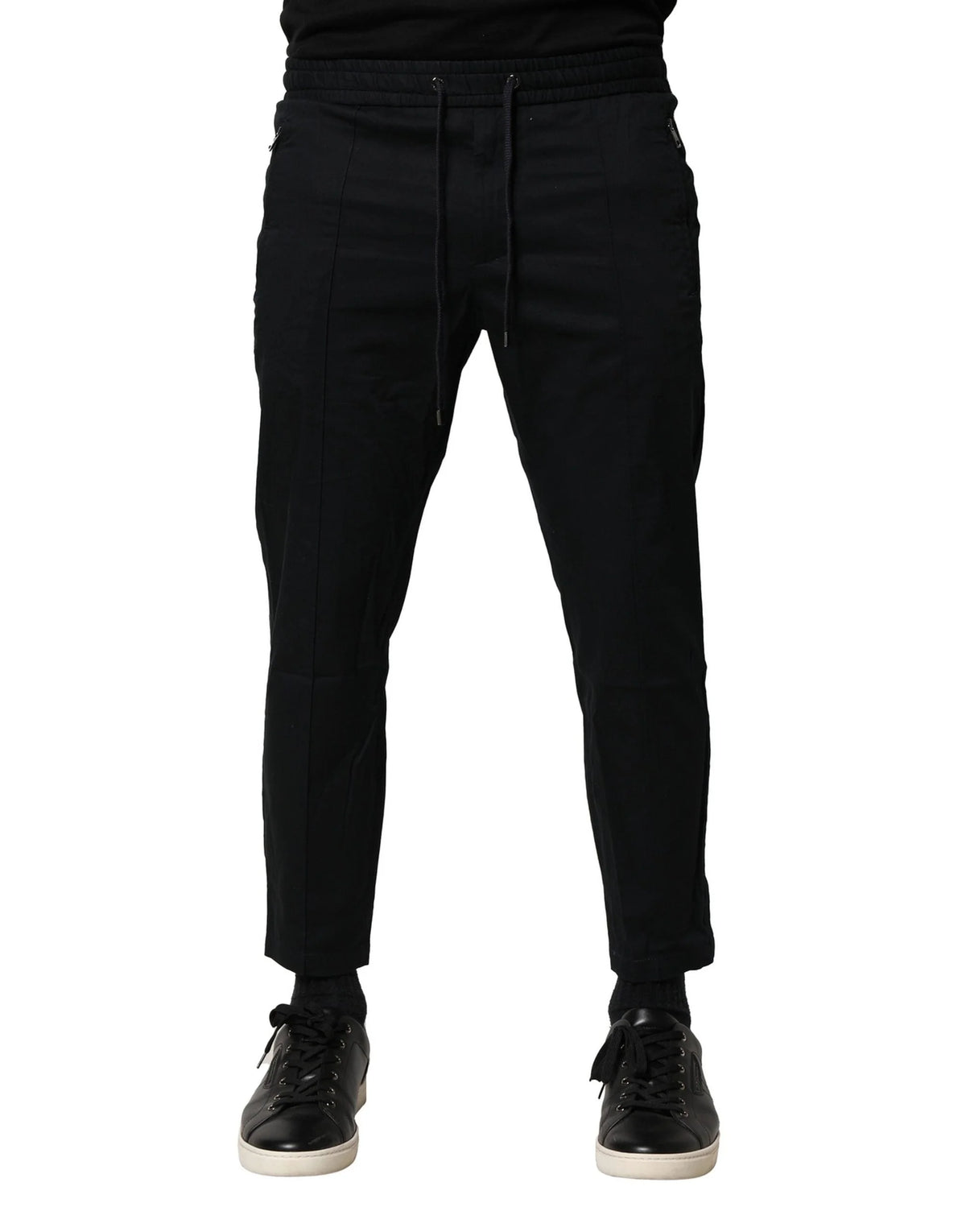 Dolce & Gabbana Black Cotton Mid Waist Jogger Pants - IT46 | S - Joggers