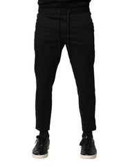 Dolce & Gabbana Black Cotton Mid Waist Jogger Pants - IT46 | S - Joggers