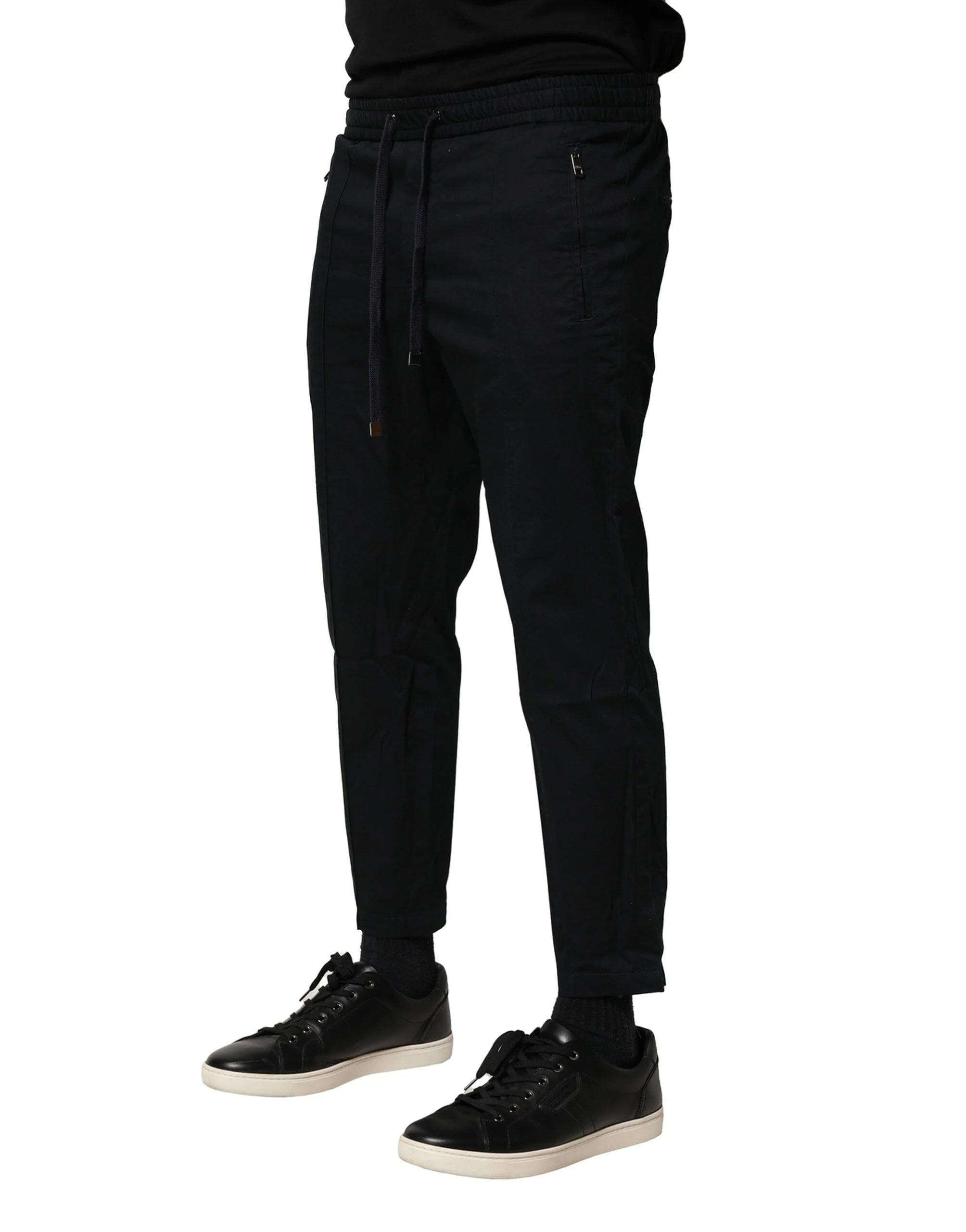 Dolce & Gabbana Black Cotton Mid Waist Jogger Pants - IT46 | S - Joggers