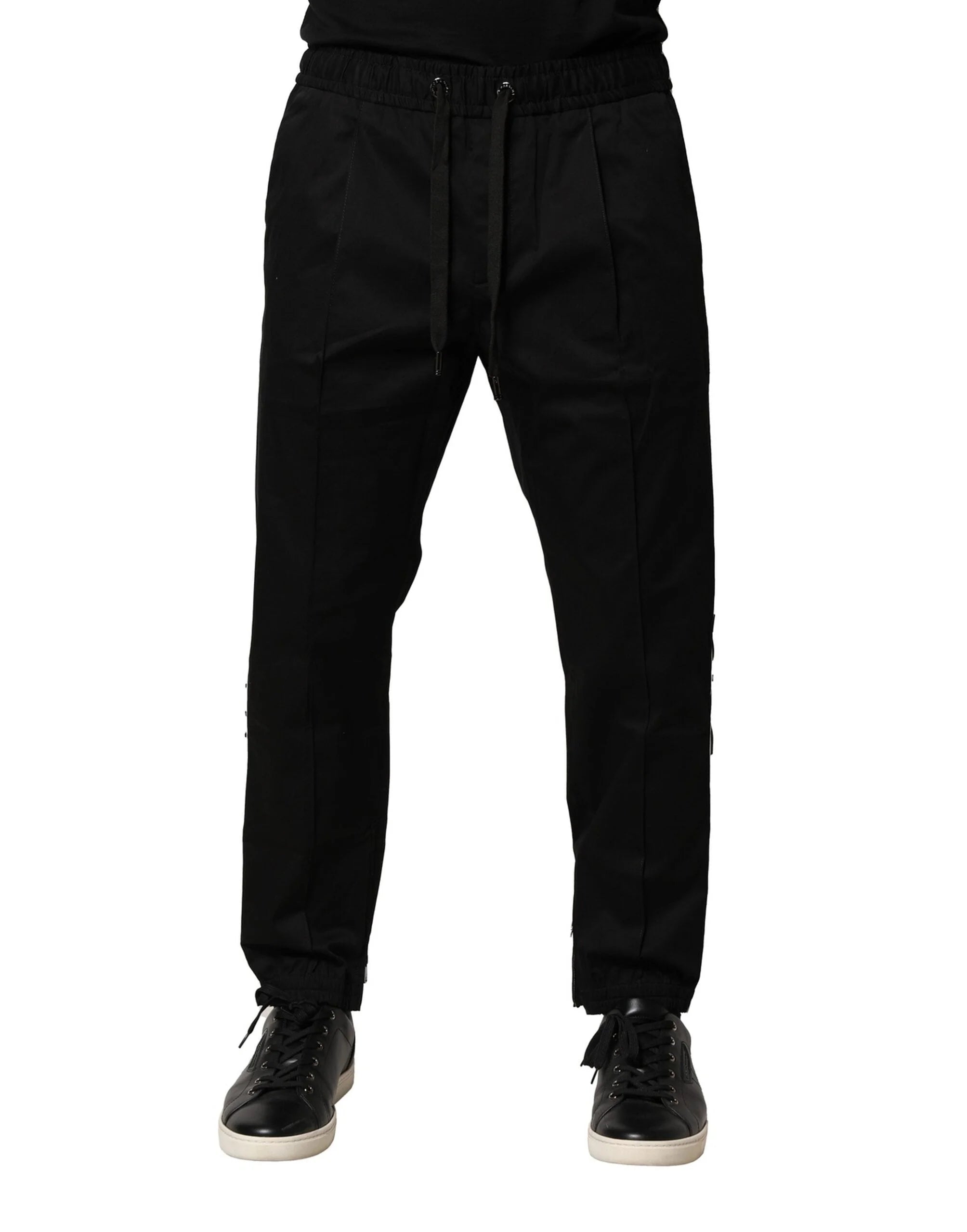 Dolce & Gabbana Black Cotton Mid Waist Jogger Pants - IT50 | L - Joggers