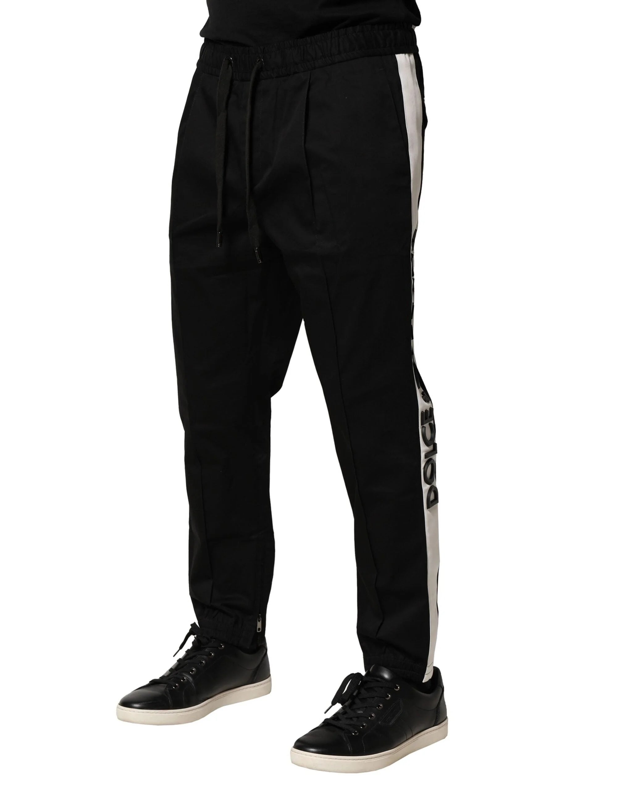 Dolce & Gabbana Black Cotton Mid Waist Jogger Pants - IT50 | L - Joggers