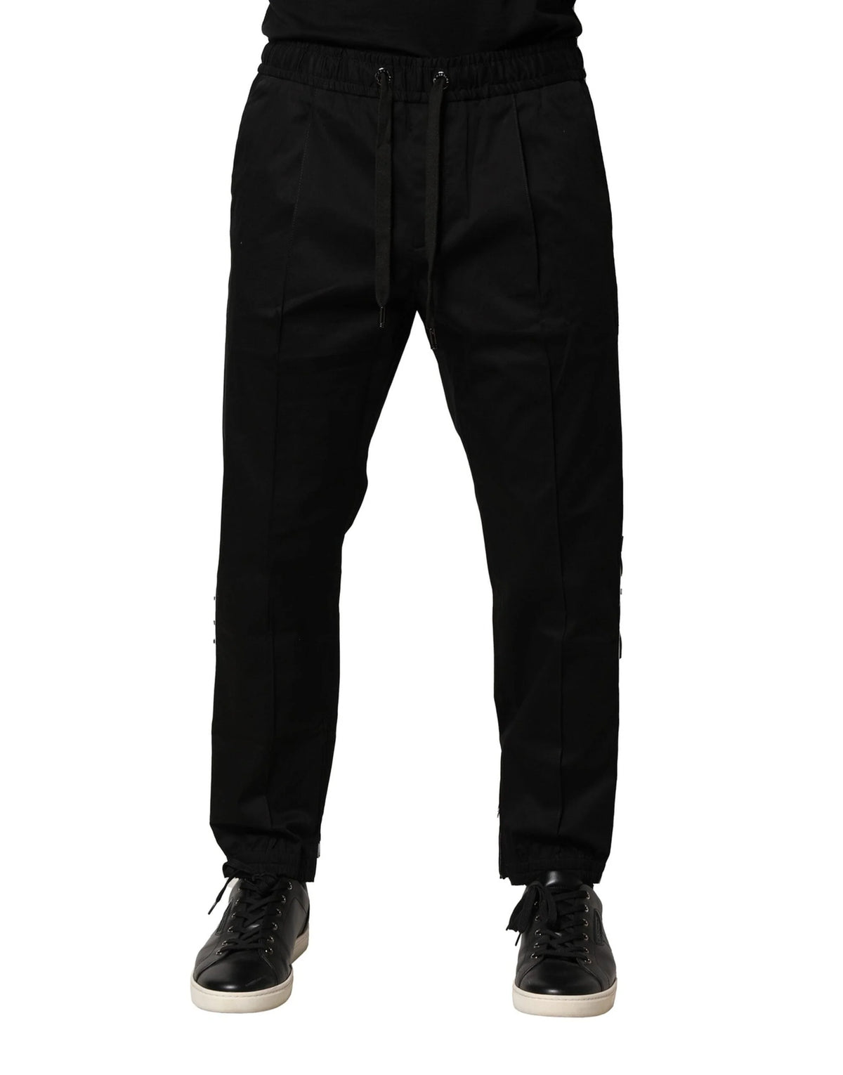 Dolce & Gabbana Black Cotton Mid Waist Jogger Pants - IT50 | L - Joggers
