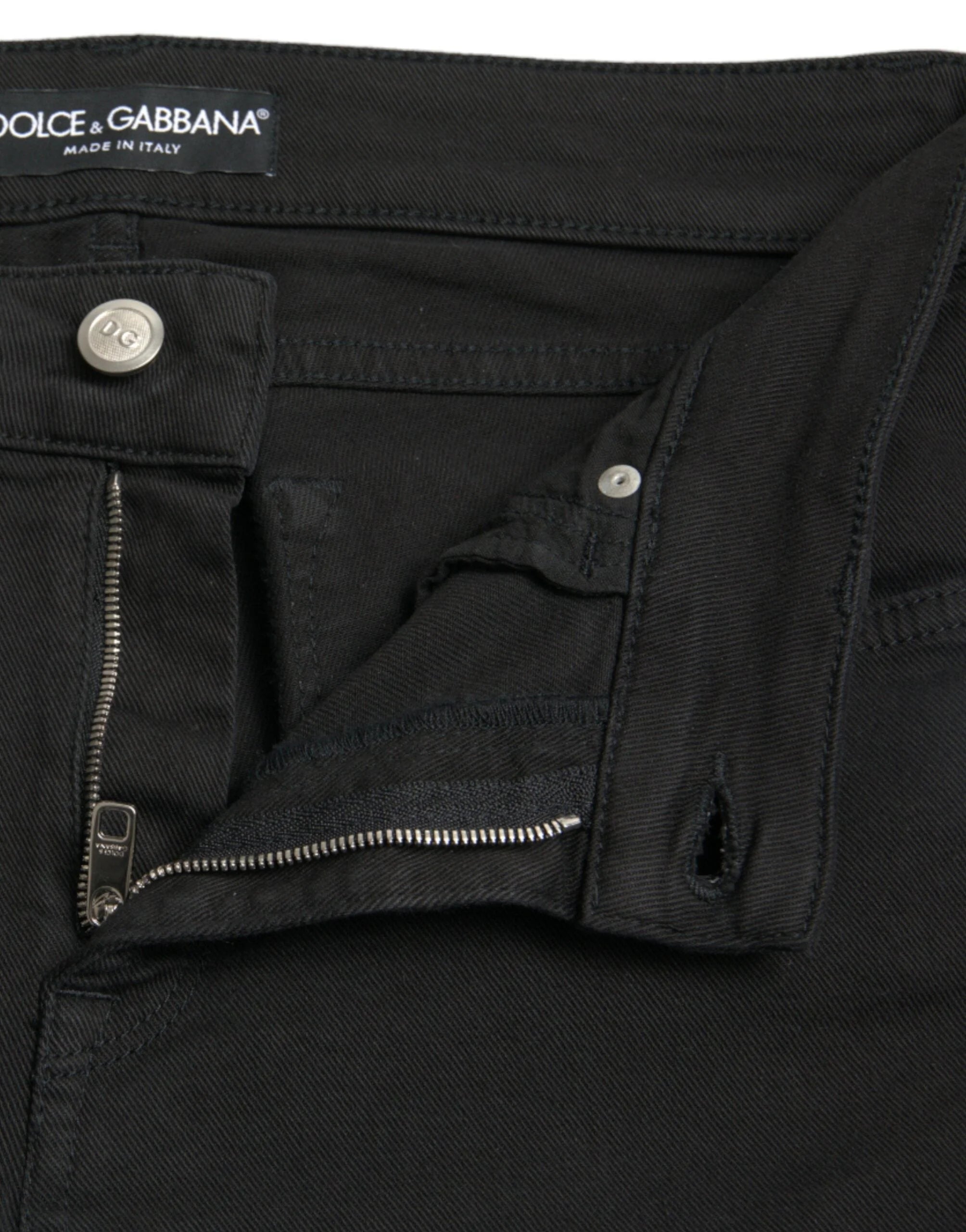 Dolce & Gabbana Black Cotton Mid Waist Skinny Denim Jeans - IT42|M - Jeans