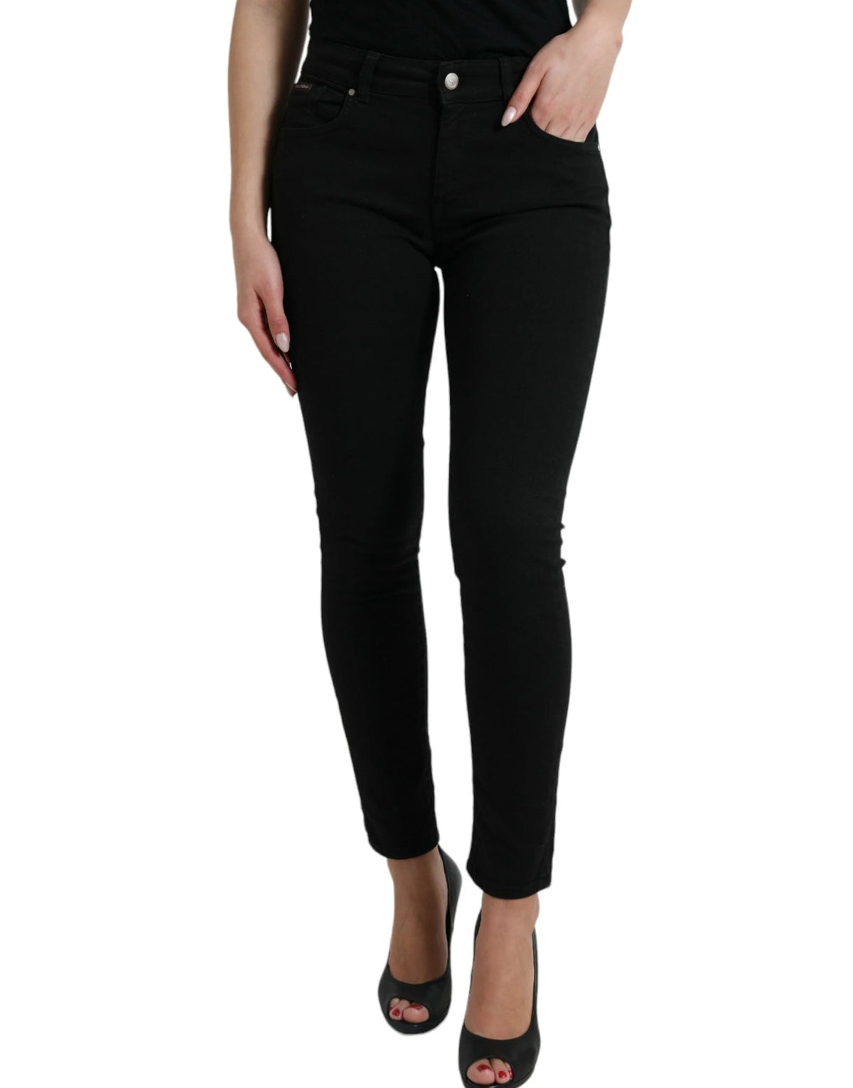 Dolce & Gabbana Black Cotton Mid Waist Skinny Denim Jeans - IT42|M - Jeans