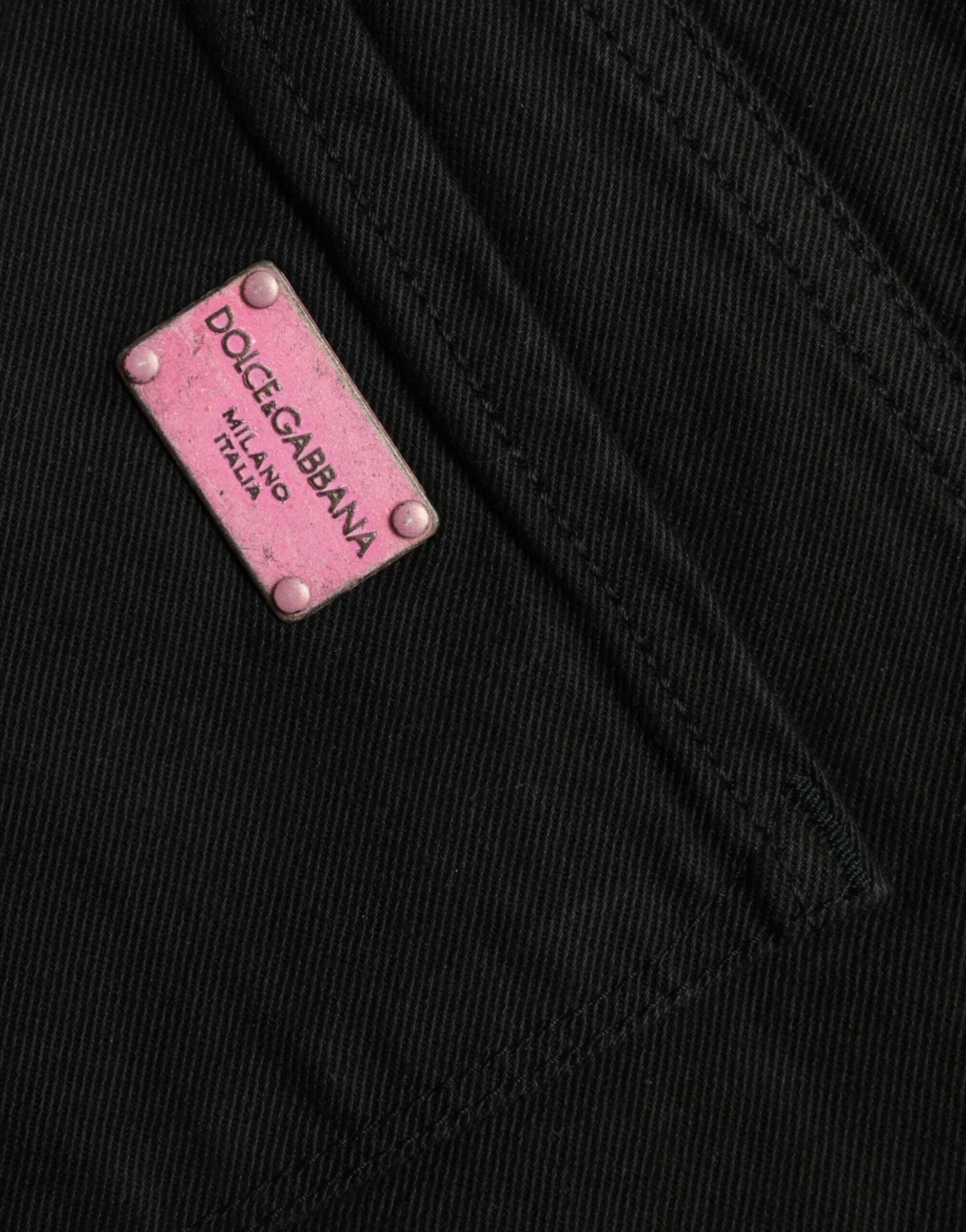 Dolce & Gabbana Black Cotton Mid Waist Skinny Denim Jeans - IT42|M - Jeans