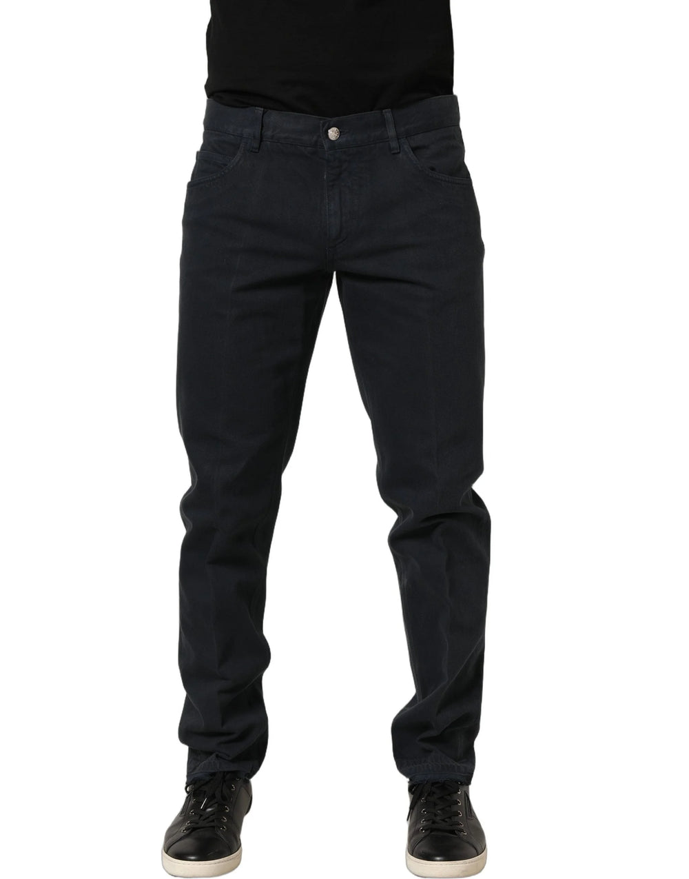 Dolce & Gabbana Black Cotton Mid Waist Skinny Men Denim Jeans