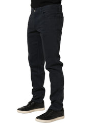 Dolce & Gabbana Black Cotton Mid Waist Skinny Men Denim Jeans