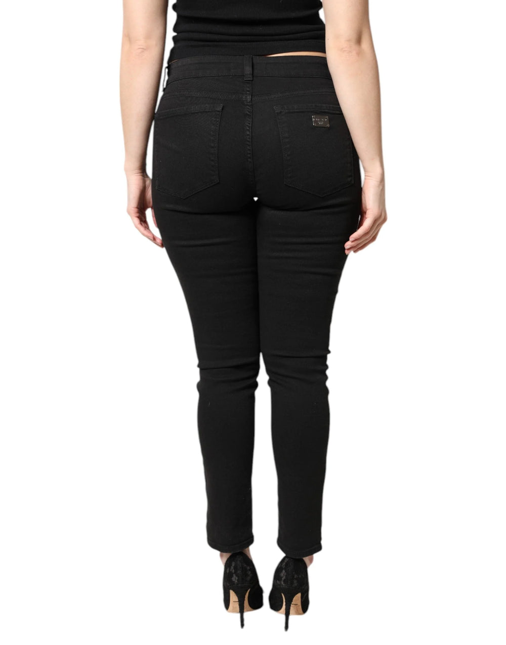 Dolce & Gabbana Black Cotton Mid Waisted Skinny Denim Jeans - IT44 | L - Jeans