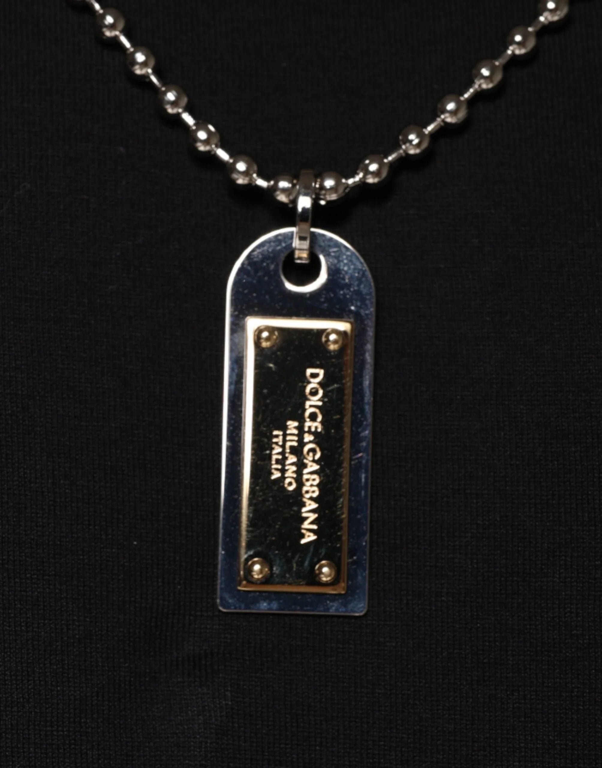 Dolce & Gabbana Black Cotton Necklace Embellished T-shirt - T-Shirts