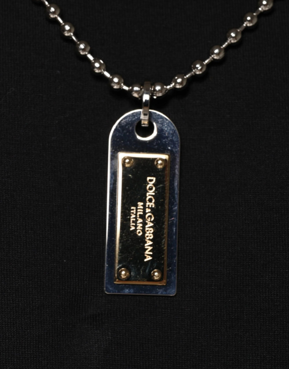 Dolce & Gabbana Black Cotton Necklace Embellished T-shirt - T-Shirts