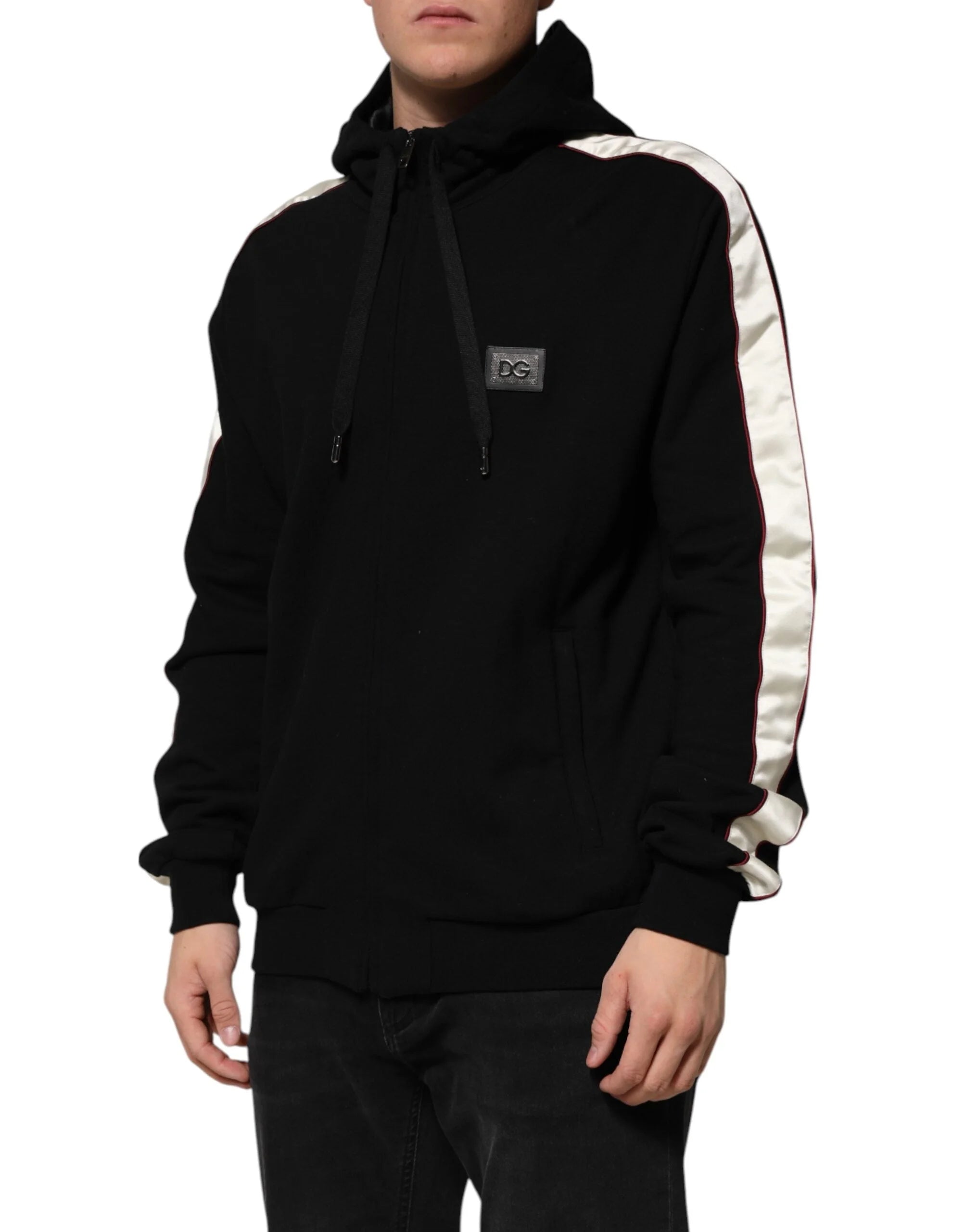 Dolce & Gabbana Black Cotton Plaque Track Cardigan Sweater - IT44 | XS - Cardigans