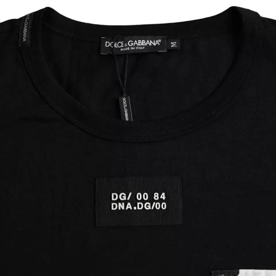 Dolce & Gabbana Black Cotton Pocket Short Sleeves Men T-shirt - IT48 | M - T-Shirts