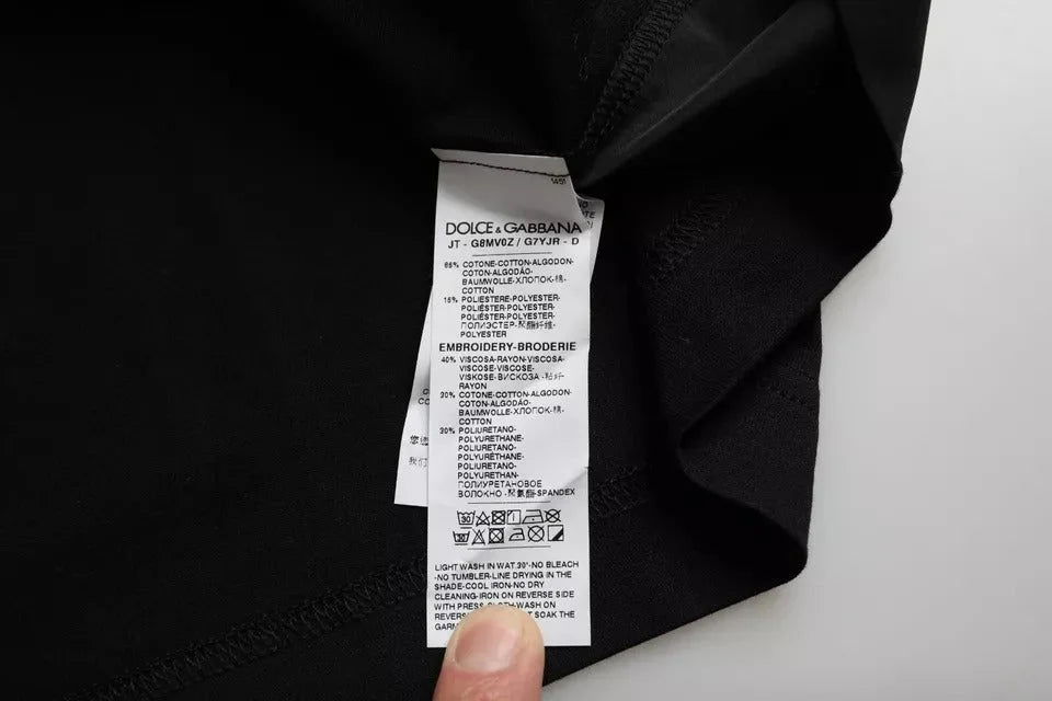 Dolce & Gabbana Black Cotton Pocket Short Sleeves Men T-shirt - IT48 | M - T-Shirts