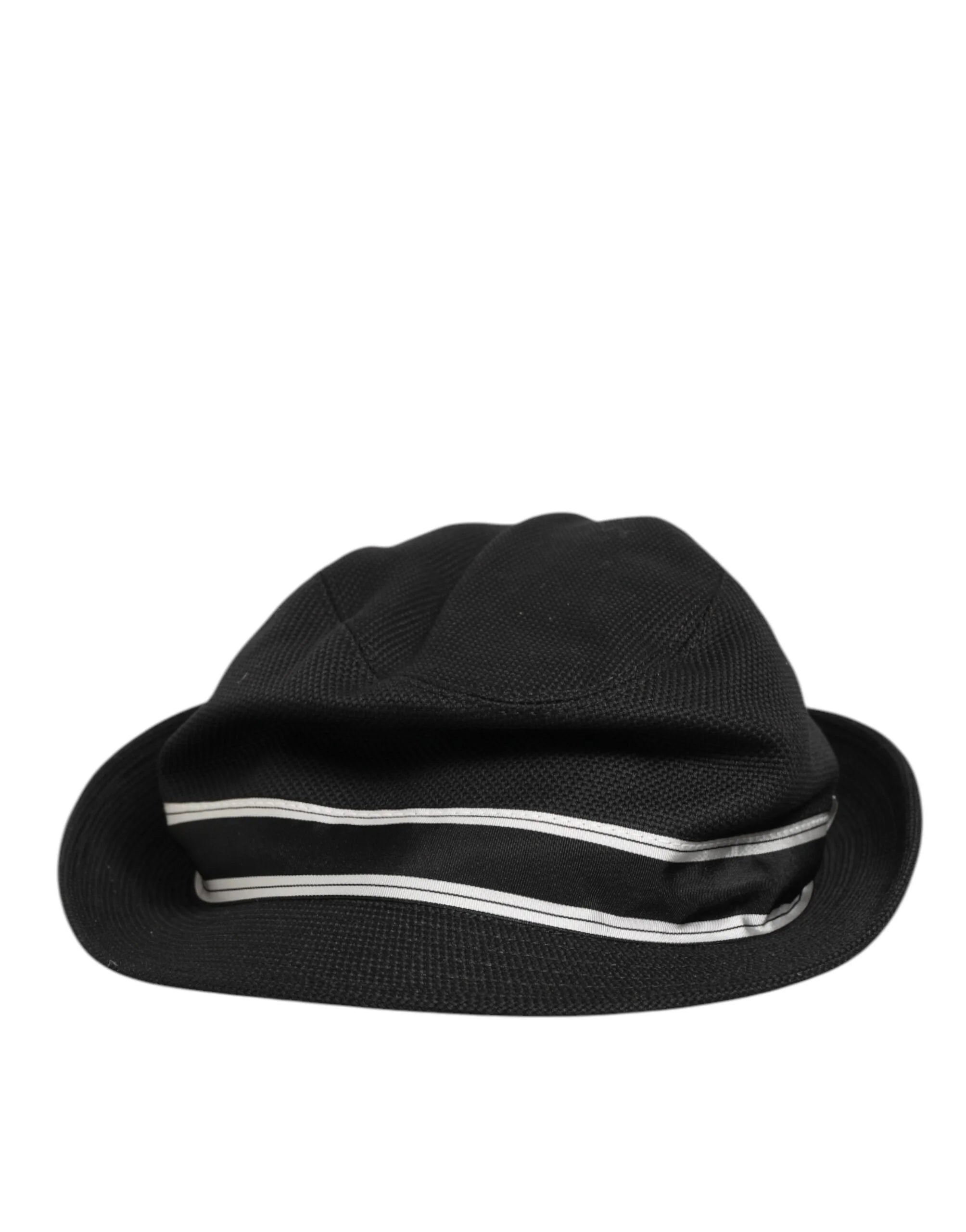 Dolce & Gabbana Black Cotton Polka Dot Lining Fedora Men Hat - 58 cm|M - Fedoras