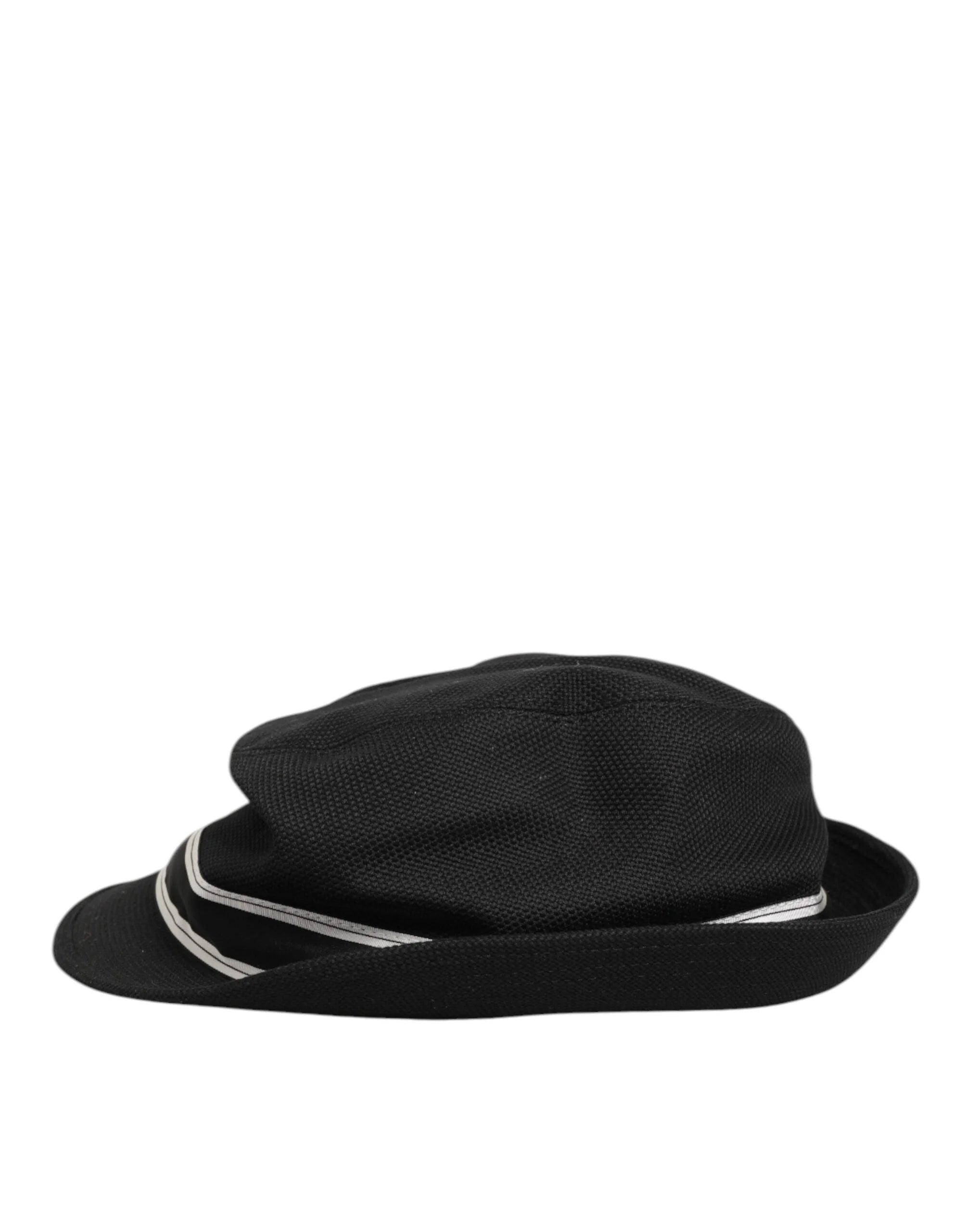 Dolce & Gabbana Black Cotton Polka Dot Lining Fedora Men Hat - 58 cm|M - Fedoras